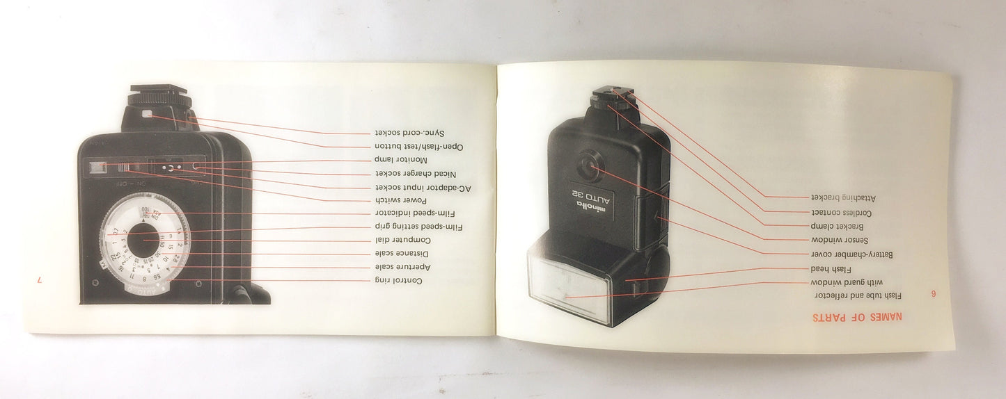 1975 Minolta Masters Auto Electroflash 28 32 owner's camera manual brochure Vintage instruction booklet. Photographer collectible