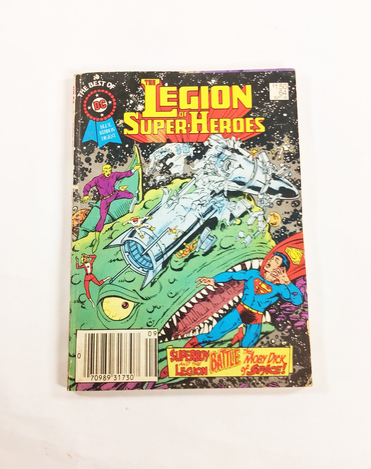 DC Blue Ribbon Digest Legion Of Super-Heroes #64 featuring Superboy, the Moby Dick of Space! Vintage comic book circa 1985