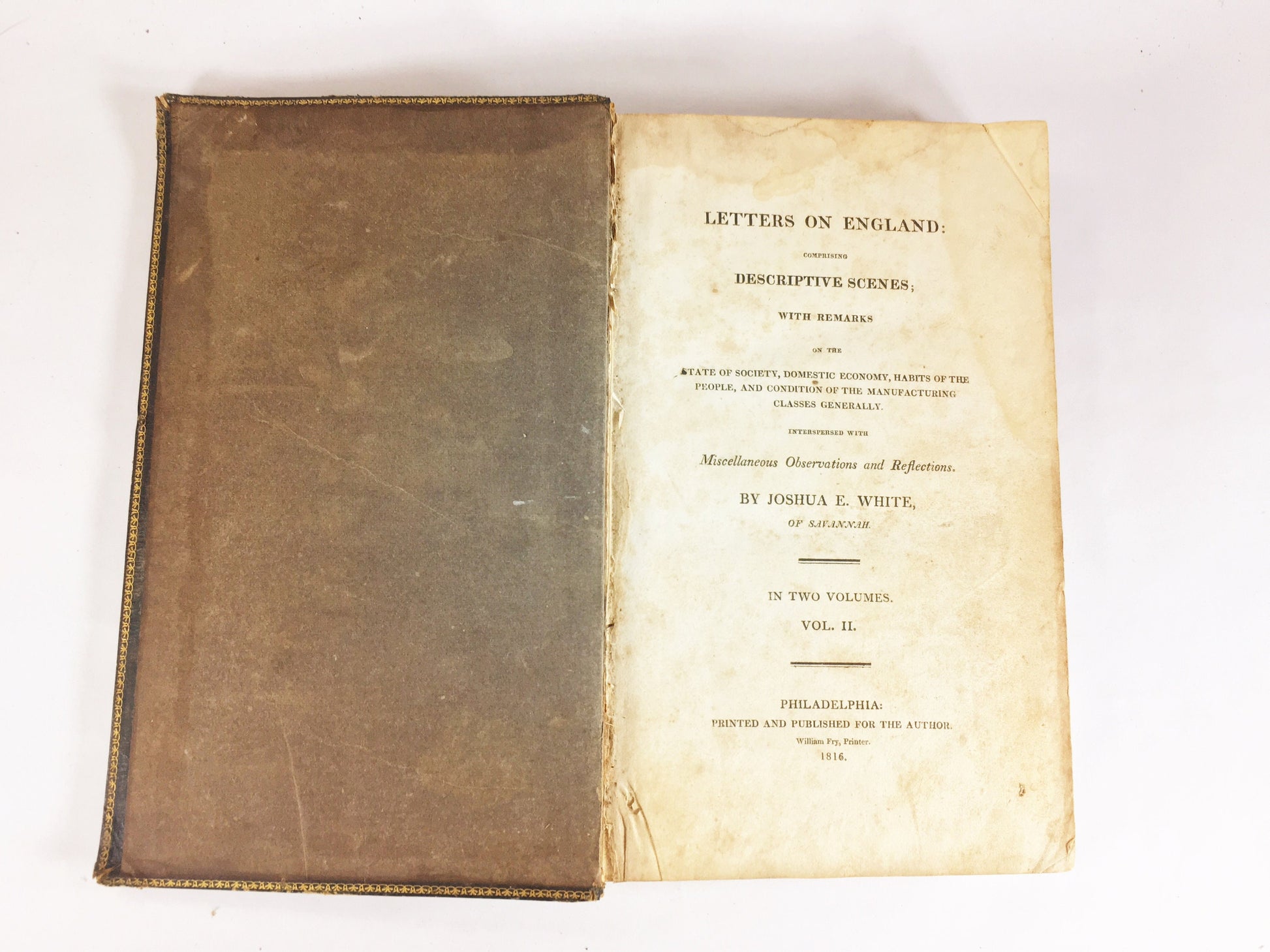 Letters on England FIRST EDITION circa 1816. State of Society, Economy, Habits of the People, and Condition of Manufacturing Classes Vol I