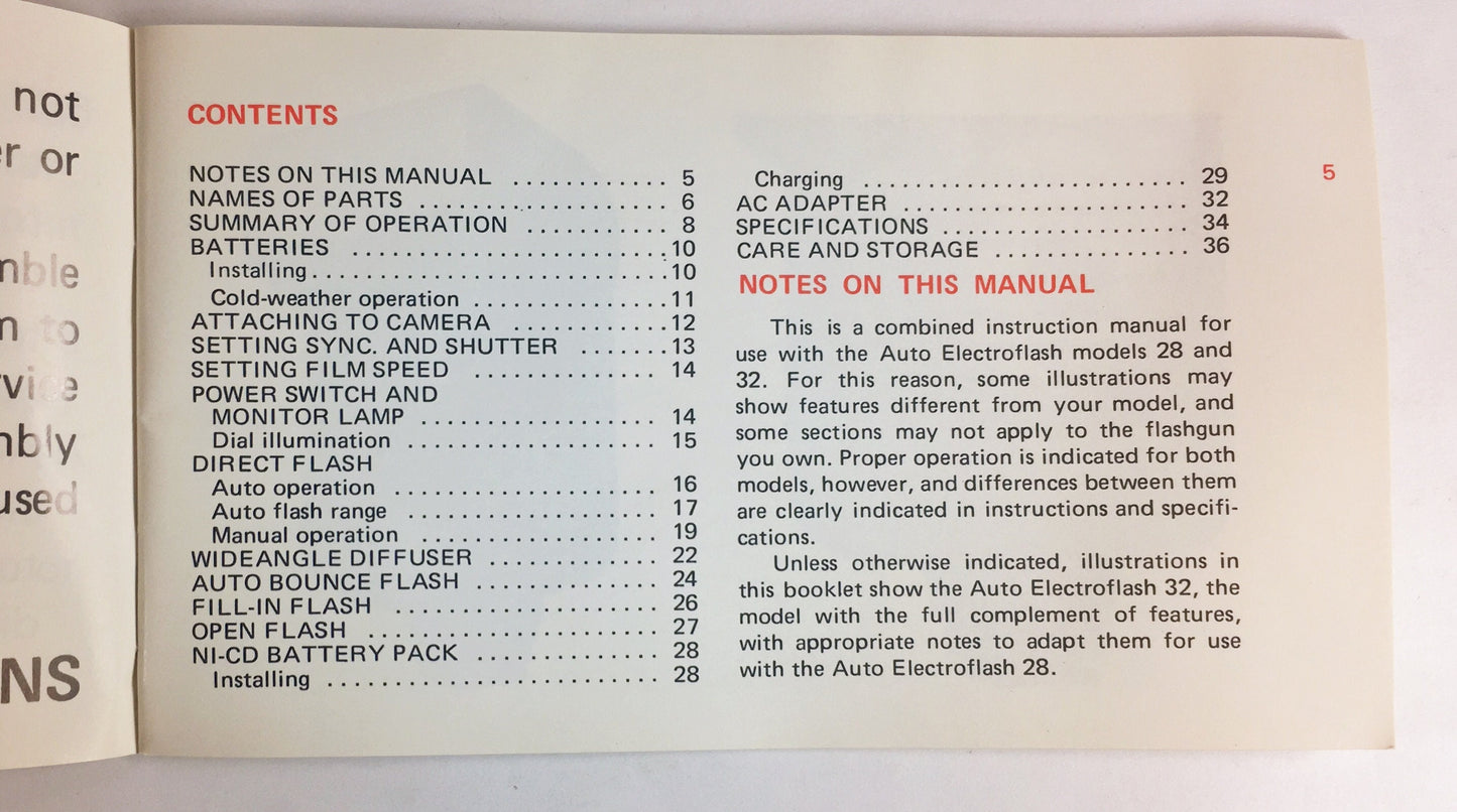 1975 Minolta Masters Auto Electroflash 28 32 owner's camera manual brochure Vintage instruction booklet. Photographer collectible
