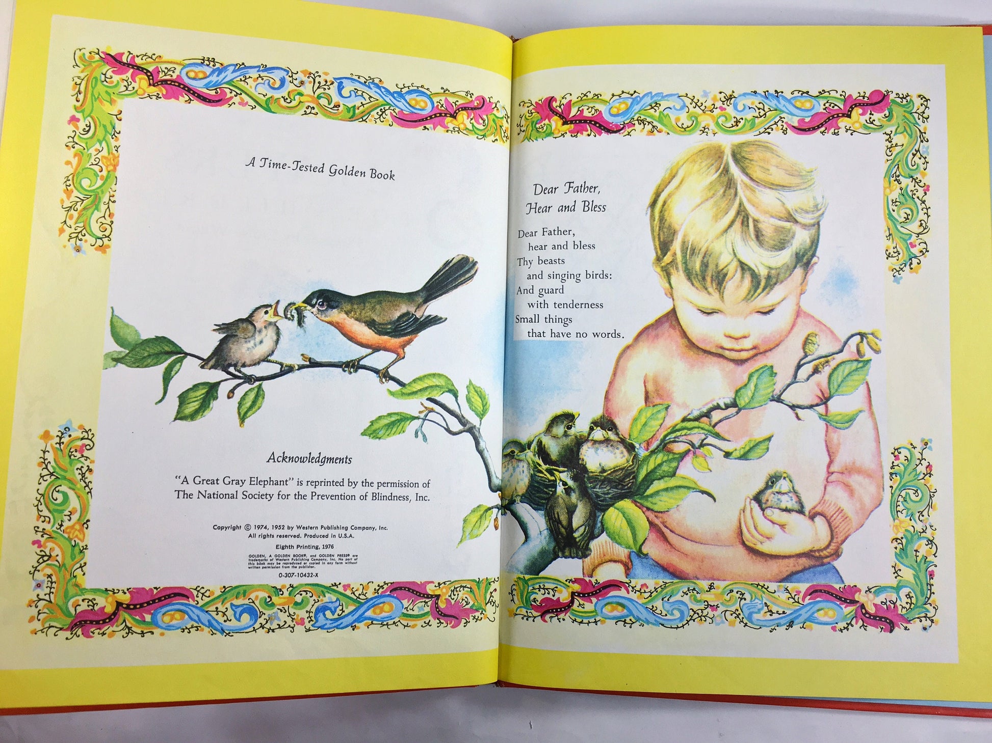 Prayers for Children. Giant Golden Book by Eloise Wilkin. Vintage children's book circa 1976. The Lord's Prayer. Christian Prayers.