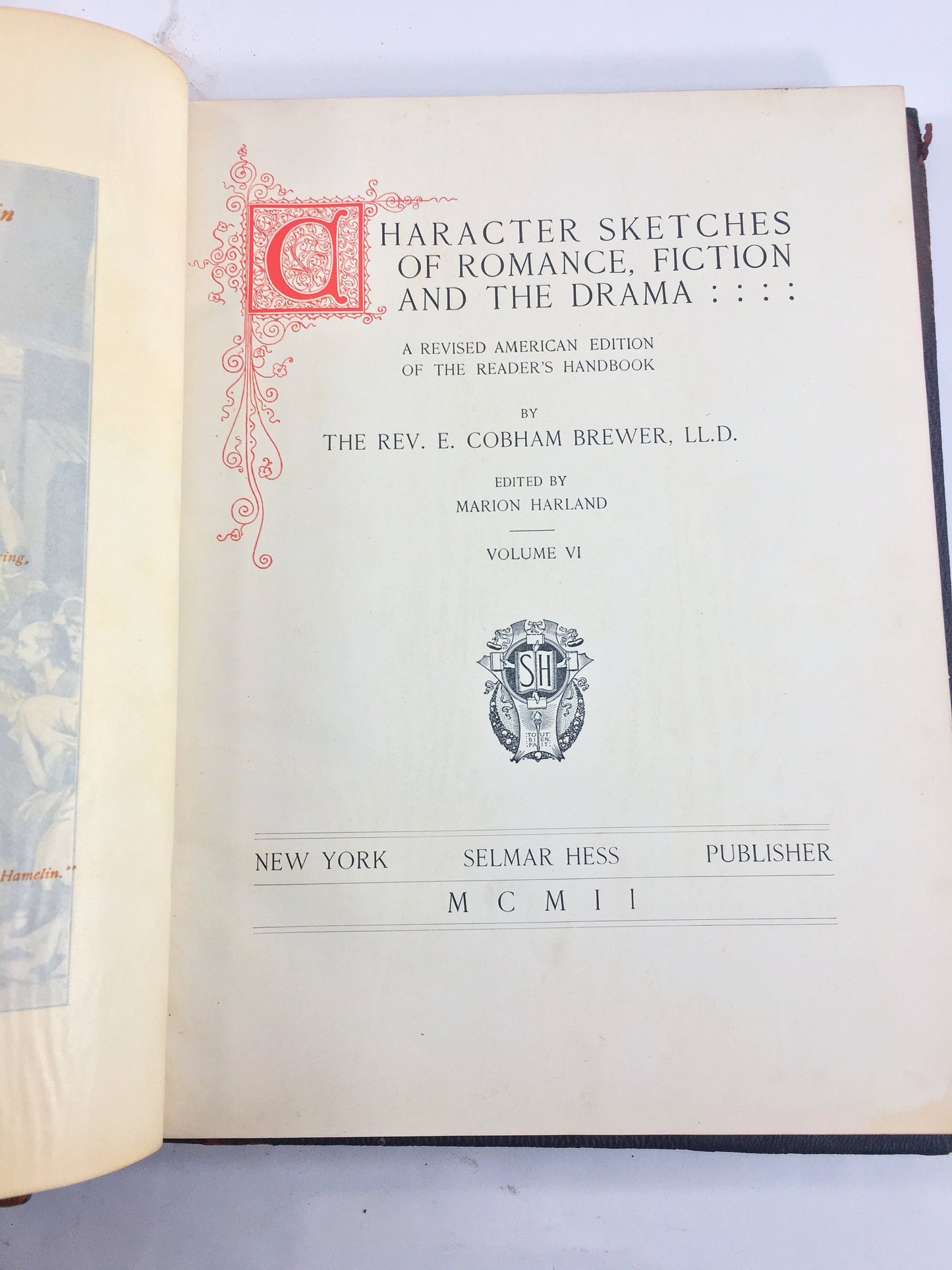 Antique book set Character Sketches of Romance Fiction and Drama FIRST EDITION 2 volumes vintage books home office decor