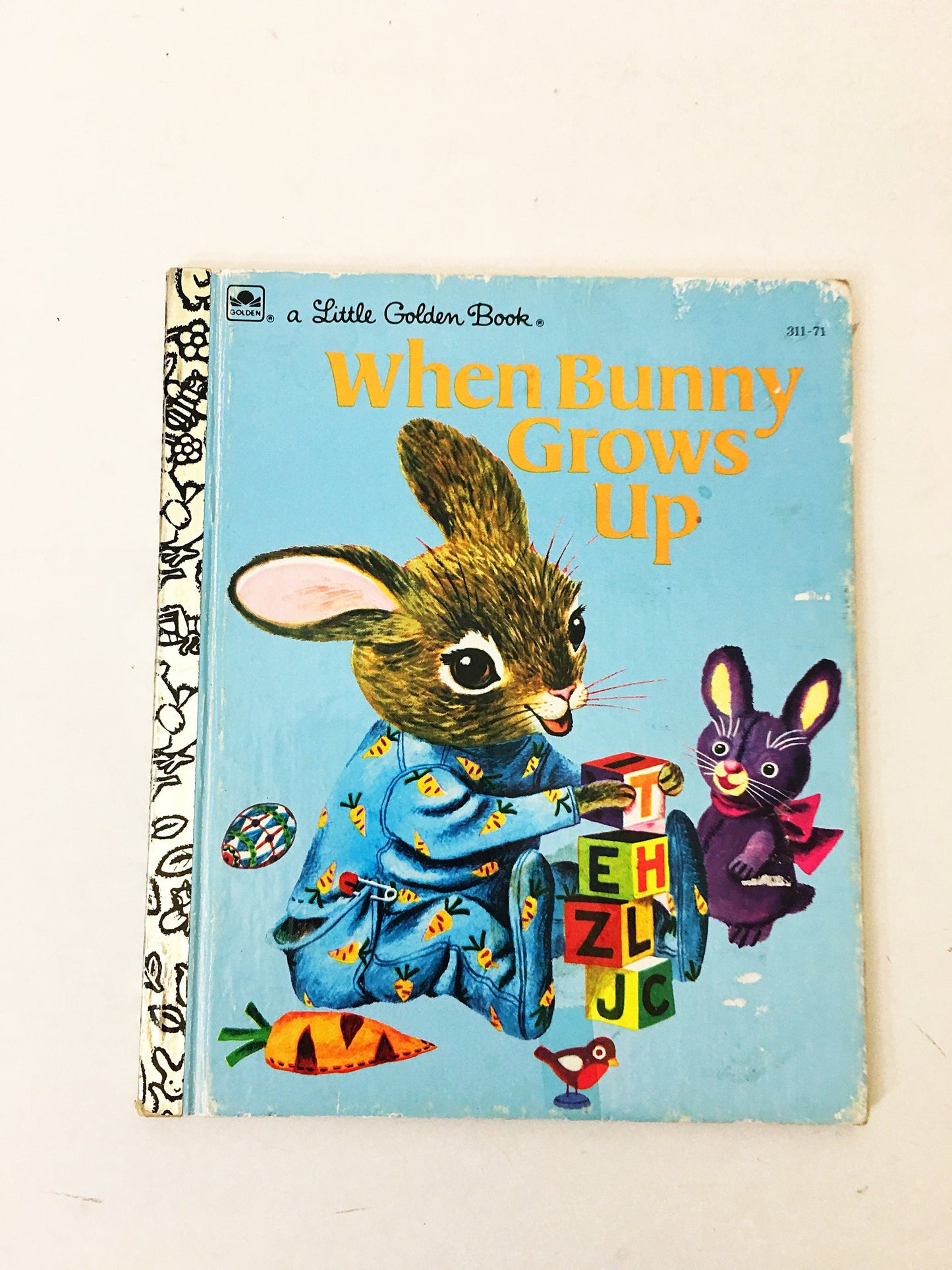 Richard Scarry's When Bunny Grows Up Vintage Little Golden Book. Children's Book. Blue nursery decor. 1992