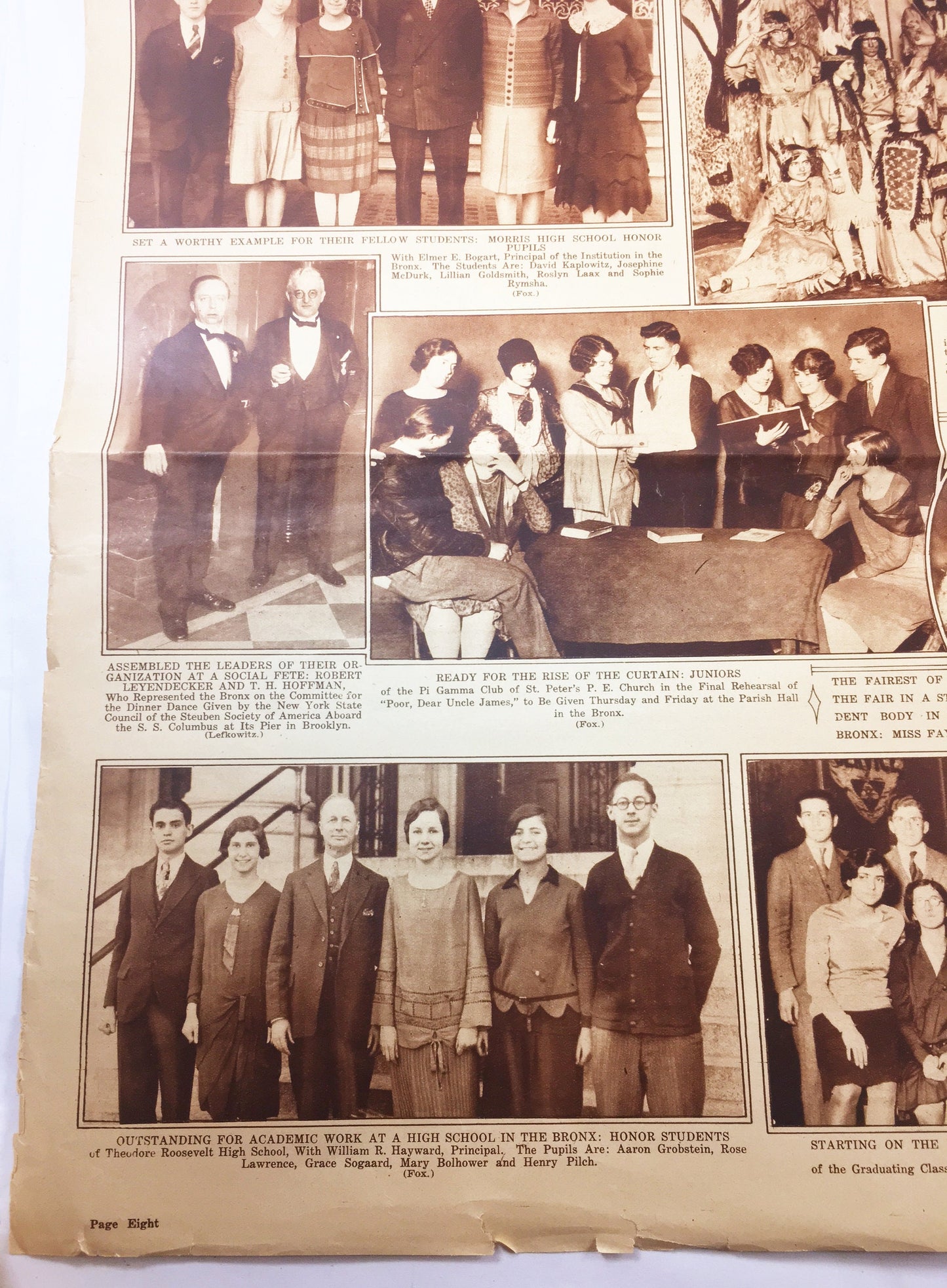 Original 1928 New York Times Newspaper featuring Bronx & Harlem merit students. Morris Bronx Vocational Yacht Club Historical Vintage