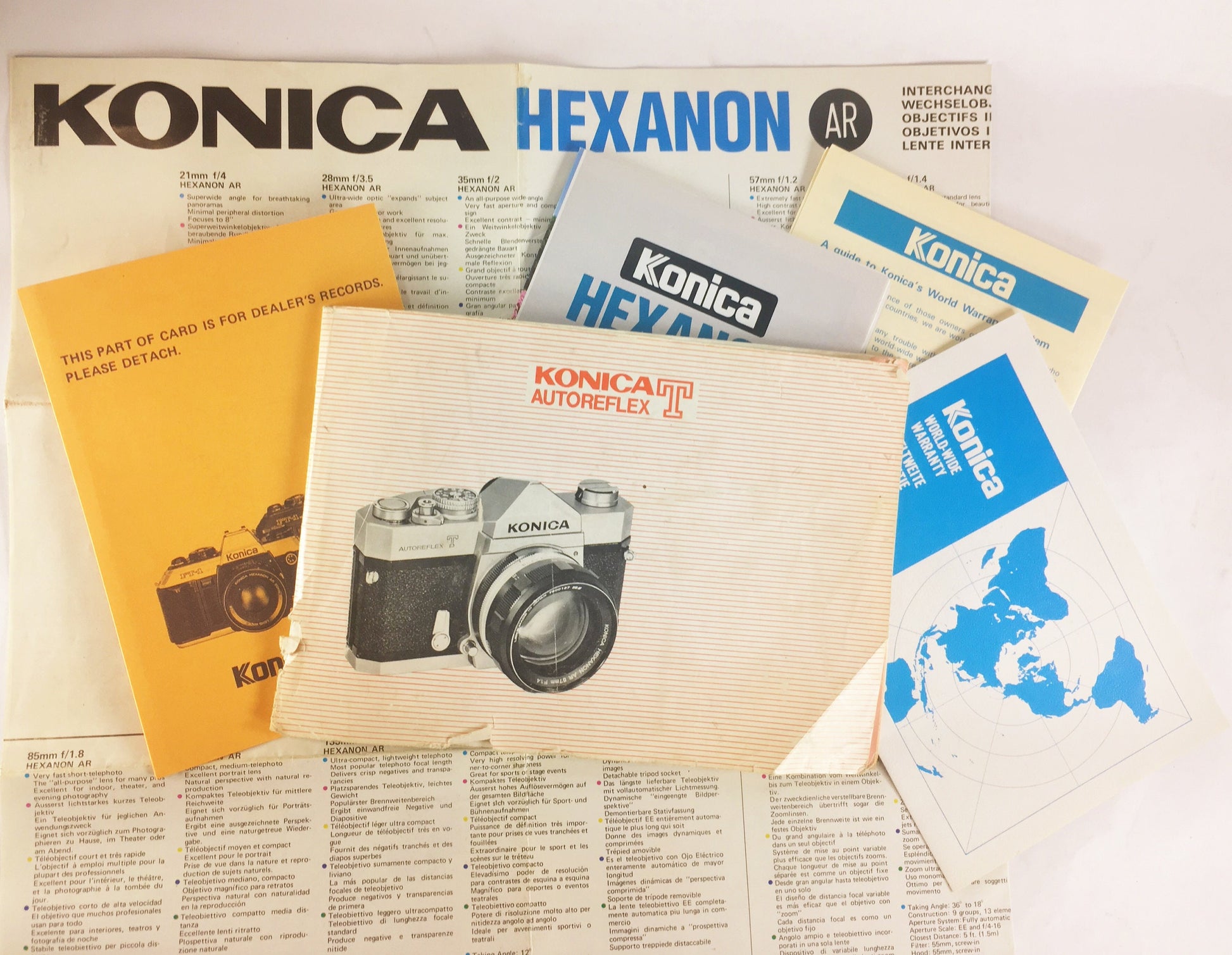 Konica FT1 Autoflex manual lot Vintage camera brochure circa 1982 with warranty & Hexanon literature guide. 35mm photography gift!