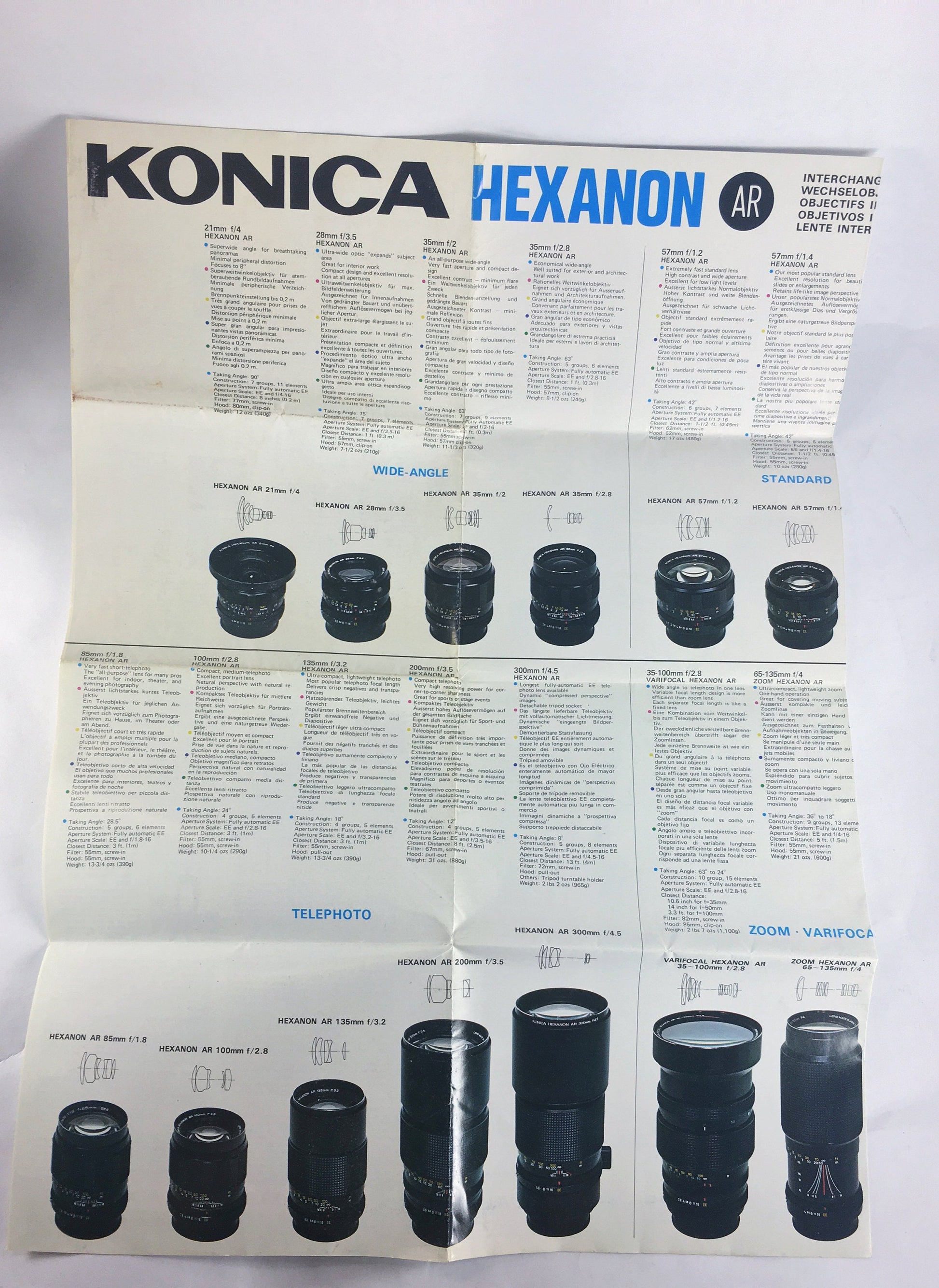 Konica FT1 Autoflex manual lot Vintage camera brochure circa 1982 with warranty & Hexanon literature guide. 35mm photography gift!