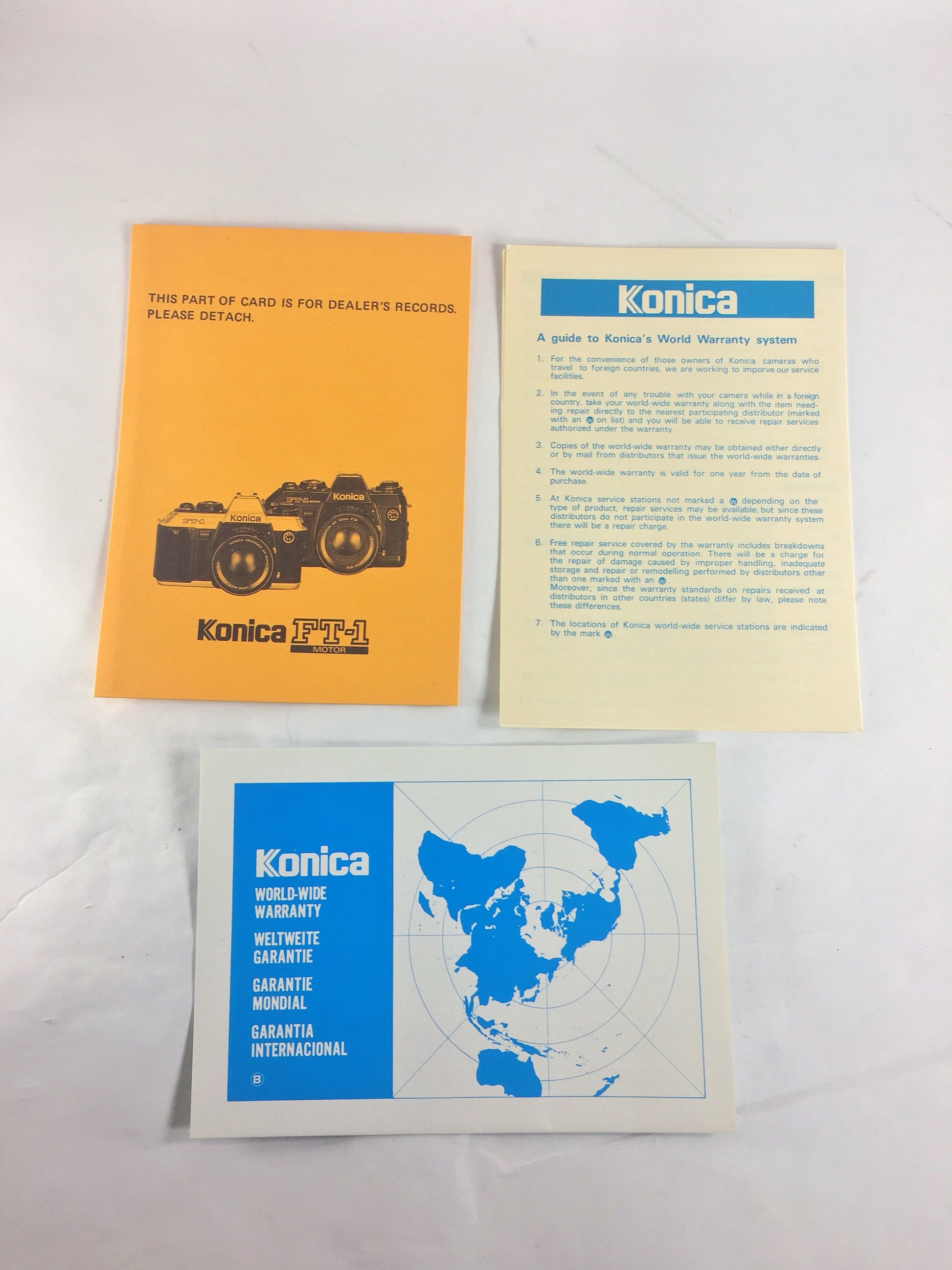 Konica FT1 Autoflex manual lot Vintage camera brochure circa 1982 with warranty & Hexanon literature guide. 35mm photography gift!