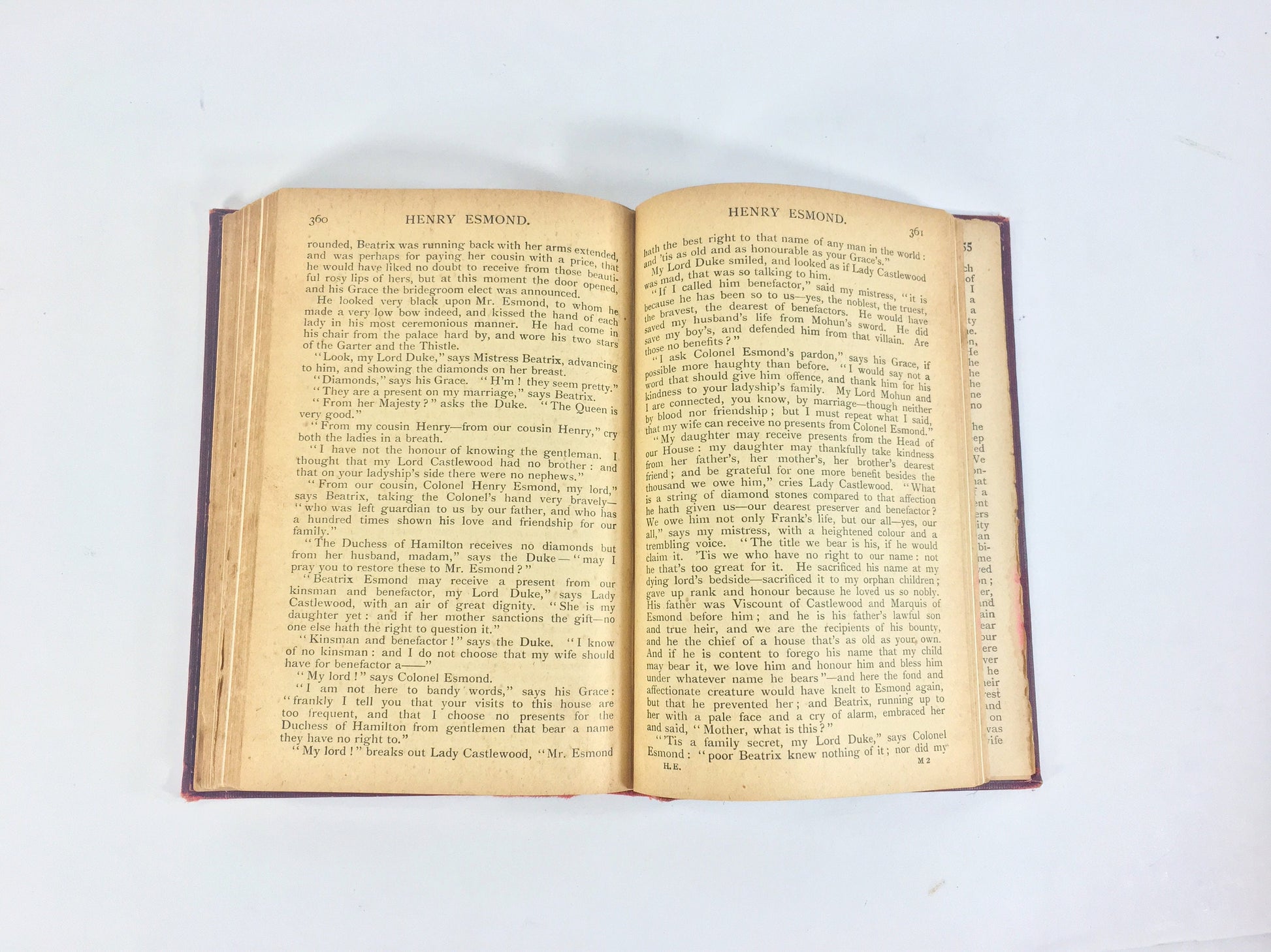 Thackeray Henry Esmond Philip. Vintage book circa 1861 Leather Binding Rare. GORGEOUS Victorian antique. Queen Anne of England.