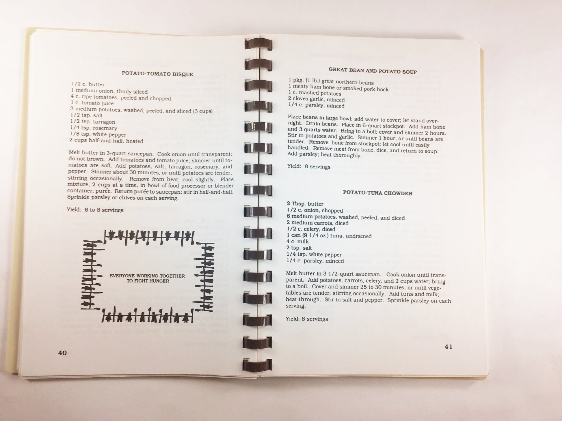 Please Pass the Potatoes. Vintage cookbook circa 1990 by Marian Buchanan, Laura Newell-Furniss and Ray A. Buchanan. Saint Andrews hunger