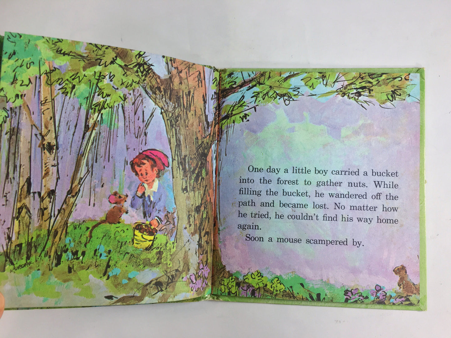 Little Boy in the Forest by David Harrison. Vintage Whitman Tell-a-Tale children's book circa 1969. Animals help the lost boy find home.