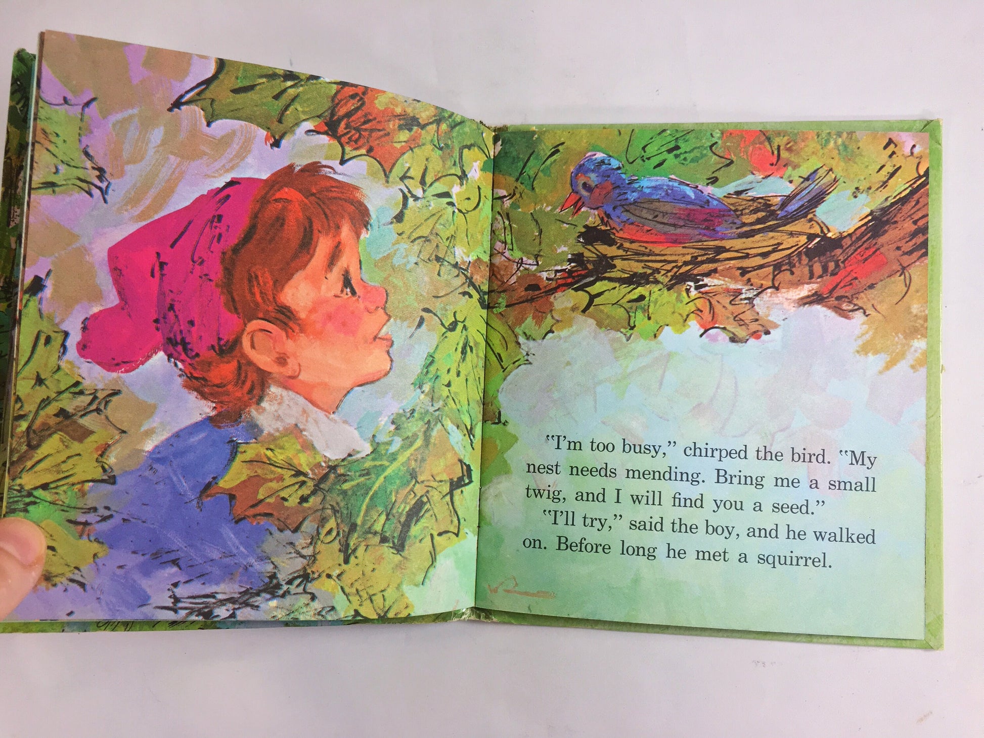 Little Boy in the Forest by David Harrison. Vintage Whitman Tell-a-Tale children's book circa 1969. Animals help the lost boy find home.