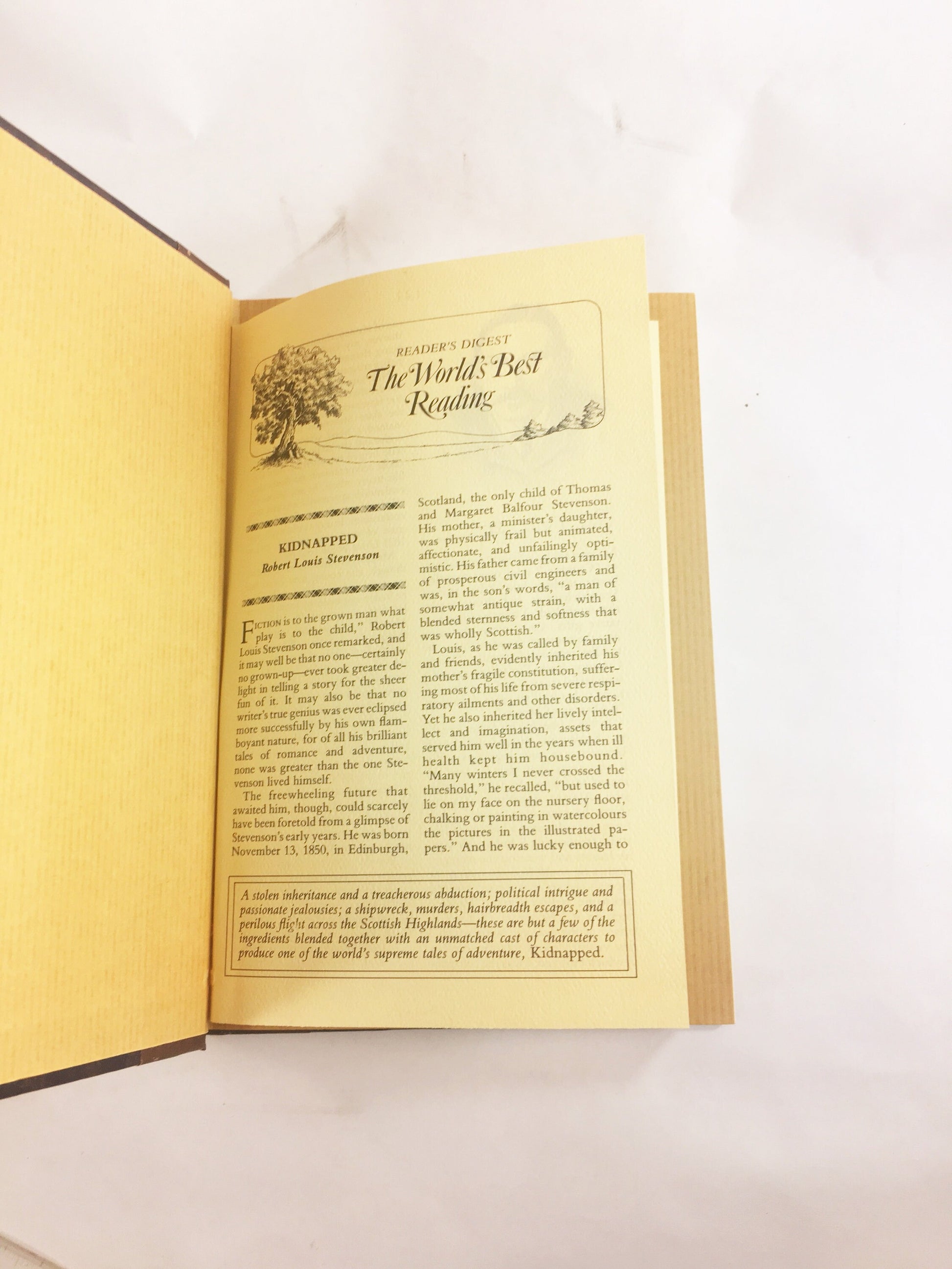Beautiful vintage blue leatherette book by Reader's Digest circa 1986 Kidnapped by Robert Louis Stevenson Novel of adventure in Scotland.