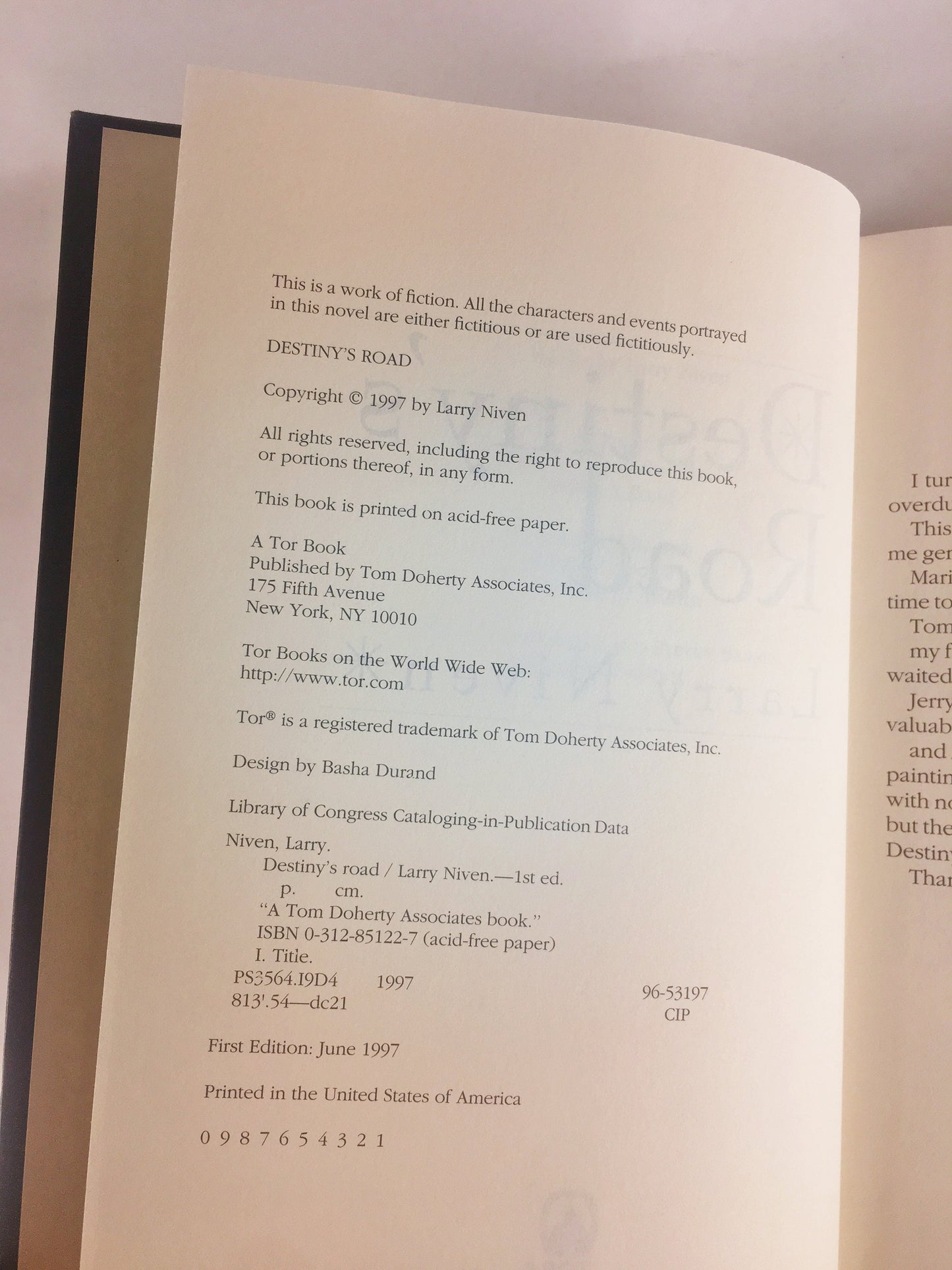 Destiny's Road FIRST EDITION vintage black book by Larry Niven circa 1997. Scifi story of a man living on a long abandoned Earth colony