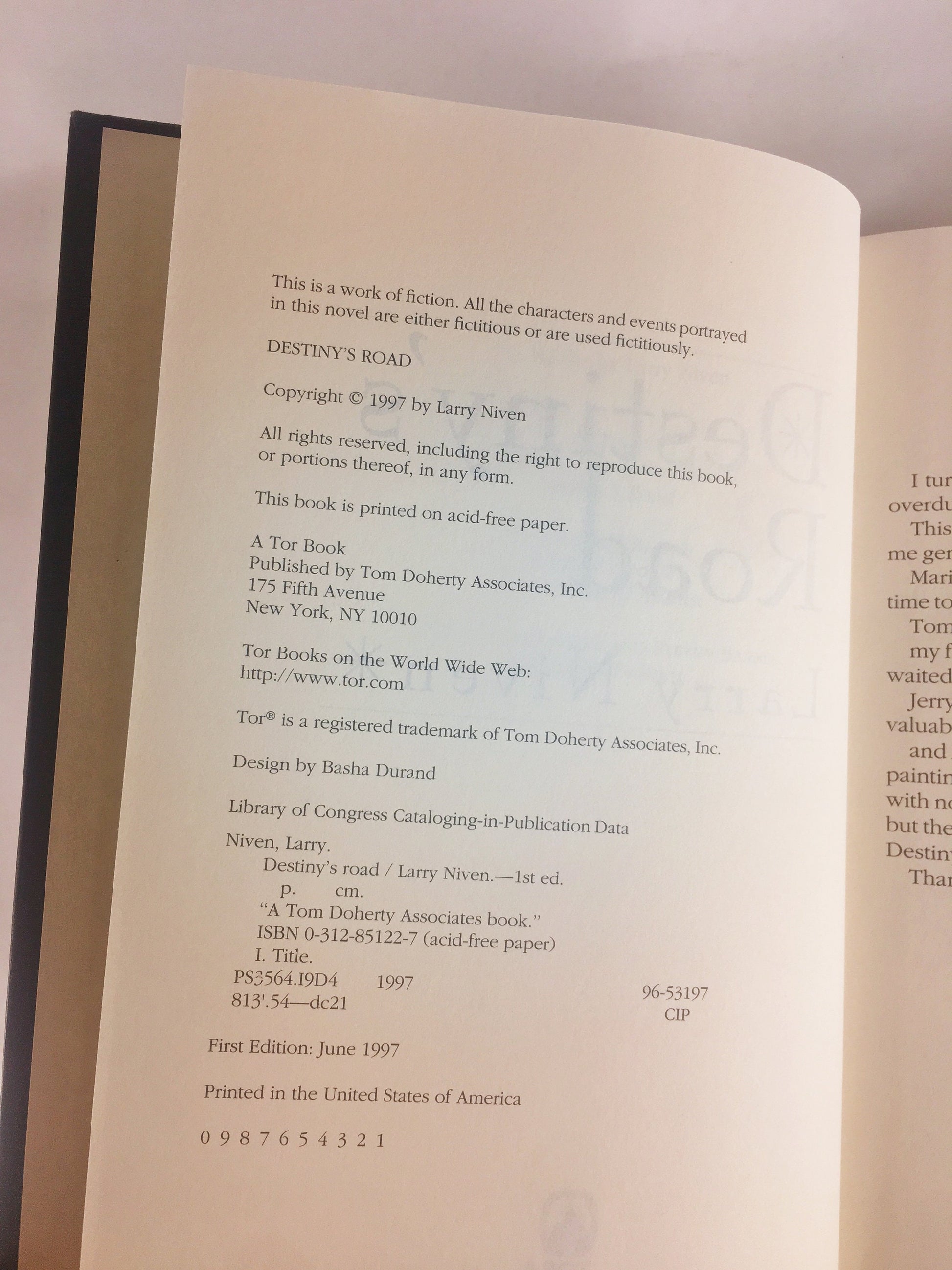 Destiny's Road FIRST EDITION vintage black book by Larry Niven circa 1997. Scifi story of a man living on a long abandoned Earth colony