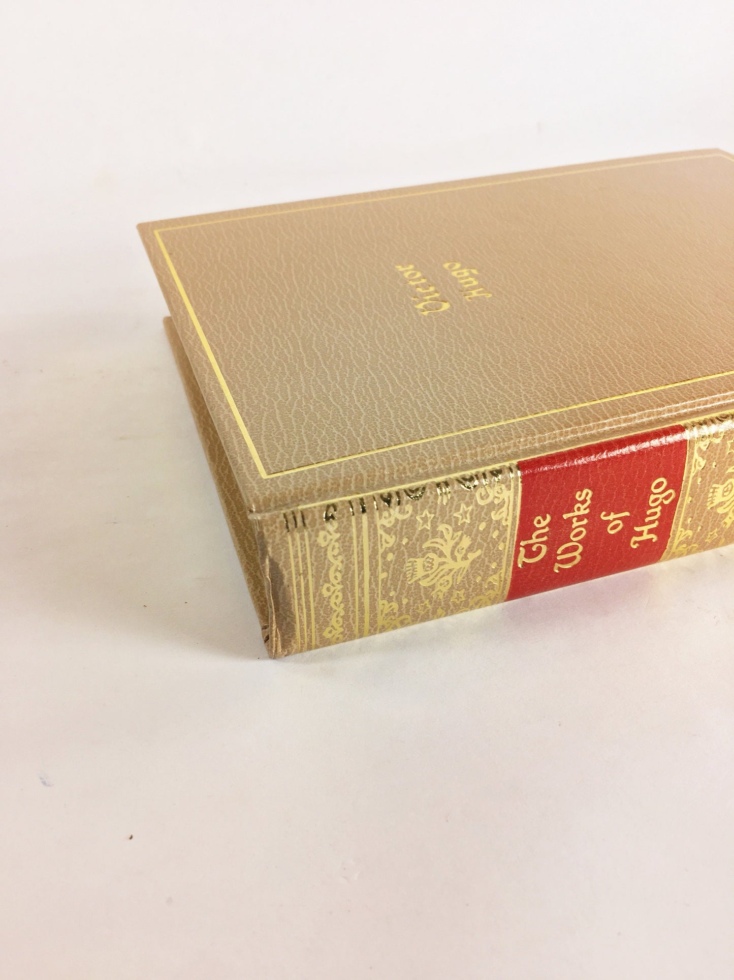 Victor Hugo works poems, plays, essays in one volume including Hunchback of Notre Dame BEAUTIFUL vintage beige book decor playwright 1943