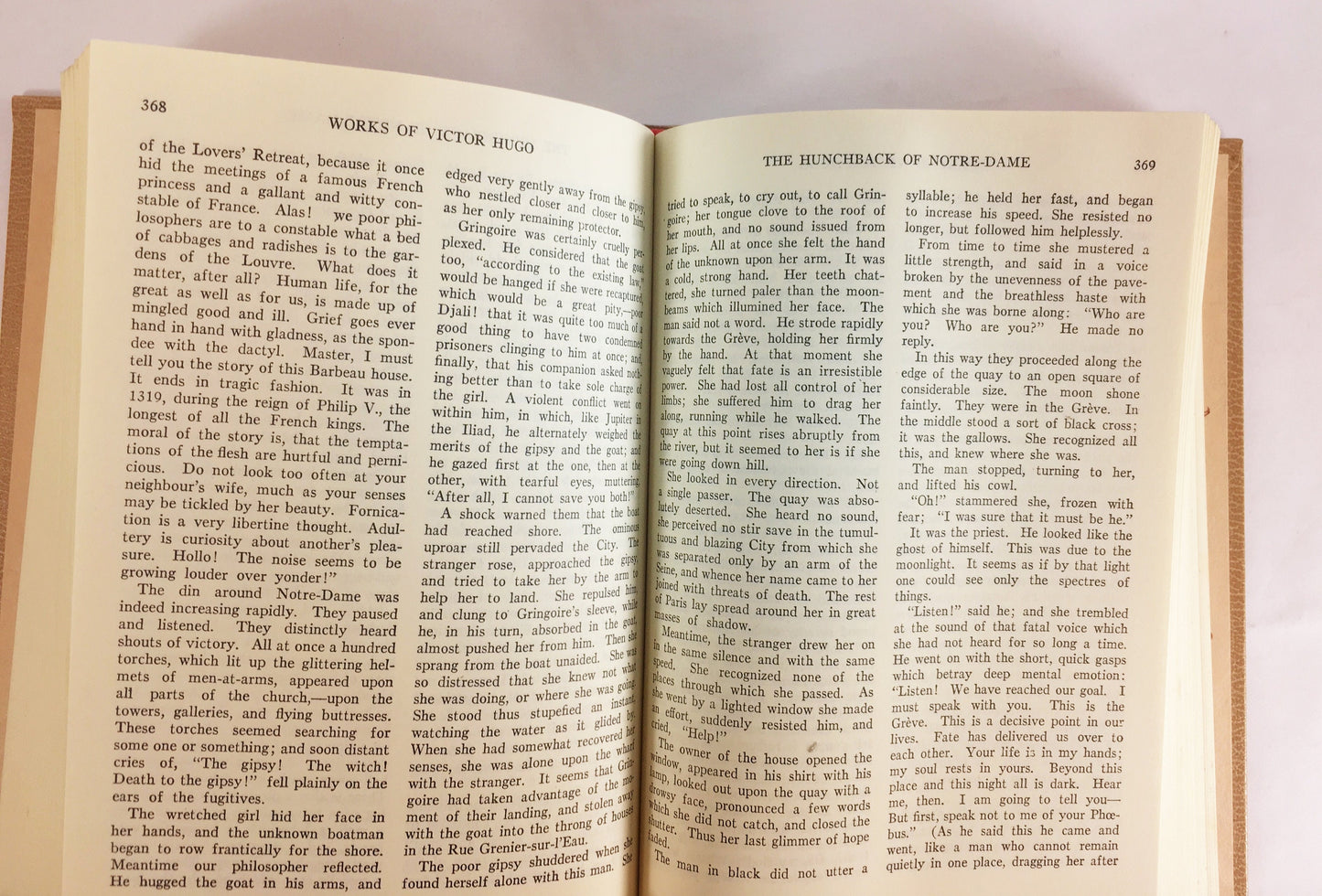 Victor Hugo works poems, plays, essays in one volume including Hunchback of Notre Dame BEAUTIFUL vintage beige book decor playwright 1943
