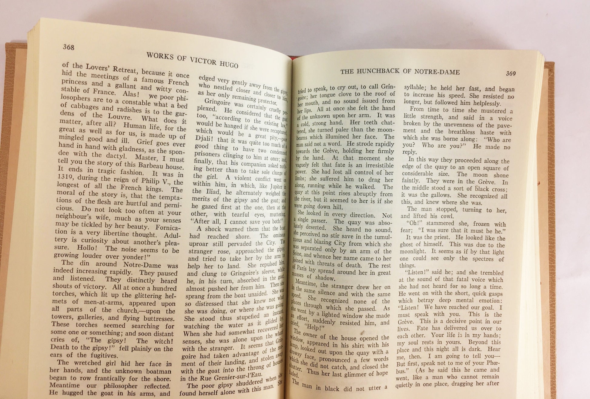 Victor Hugo works poems, plays, essays in one volume including Hunchback of Notre Dame BEAUTIFUL vintage beige book decor playwright 1943