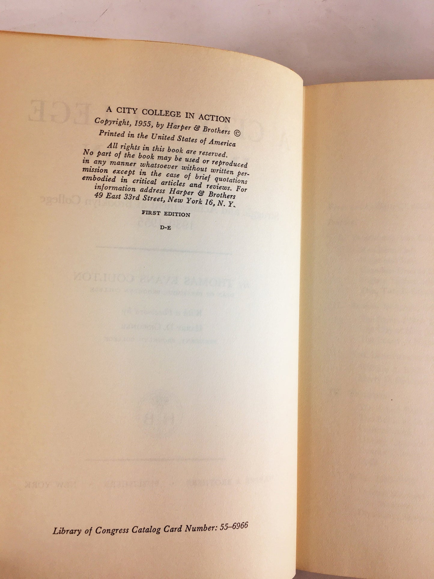 Brooklyn College FIRST EDITION vintage book circa 1955. City College in Action by Thomas Coulton. Adele Bildersee. New York City gift NYC