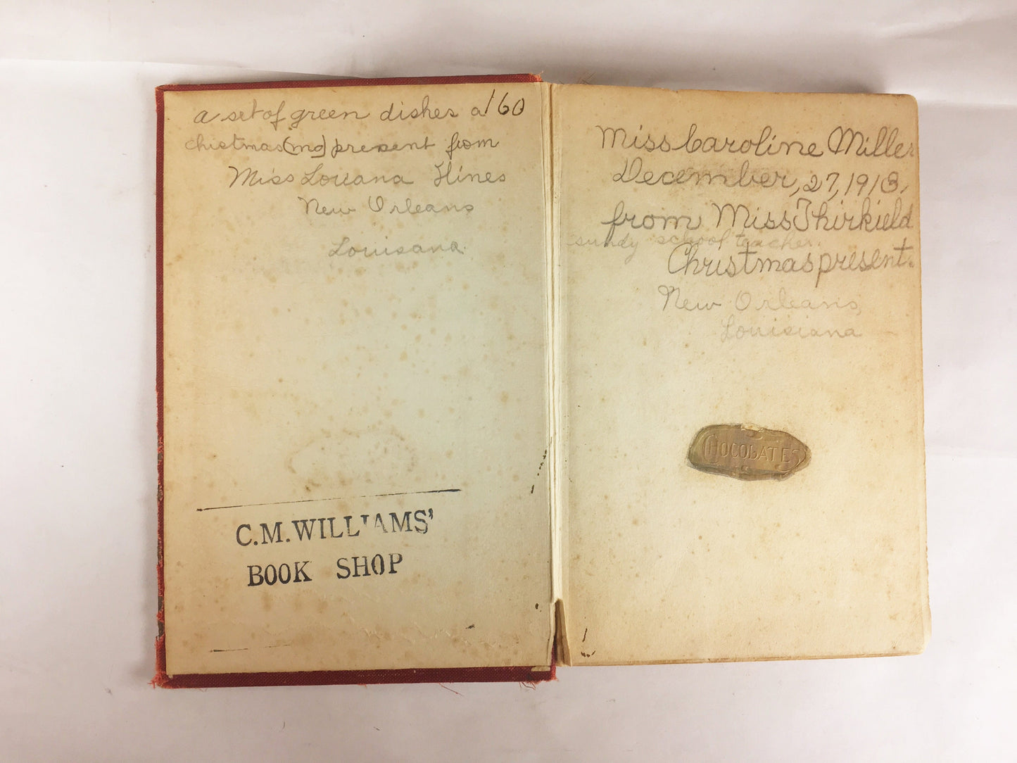 Beasley's Christmas Party First Edition ANTIQUE book Booth Tarkington about a wealthy politician talking to nonexistent figures. Red decor