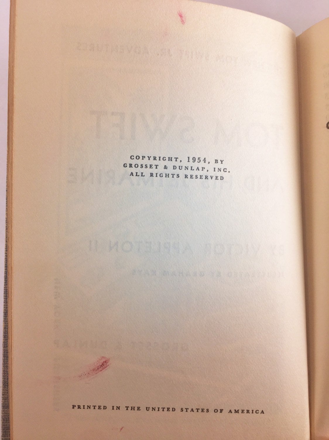 1954 Tom Swift Jr and his Jetmarine. Vintage book with tweed cloth cover. Grosset & Dunlap. Appleton