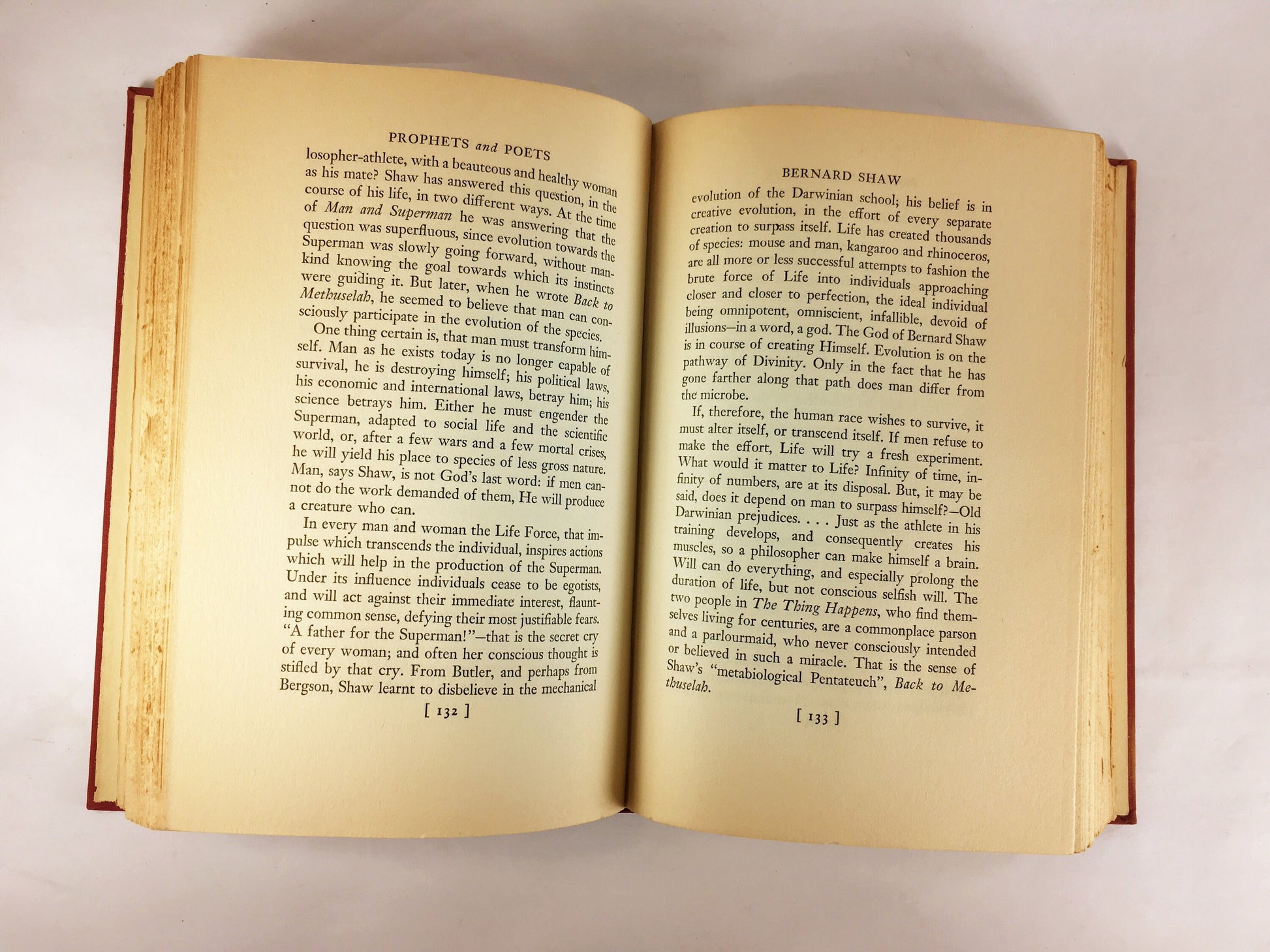 Prophets and Poets. Eighteenth Century Poetry & Prose. Beautiful book of poetry circa 1935. Red cloth book decor. Vintage gift André Maurois