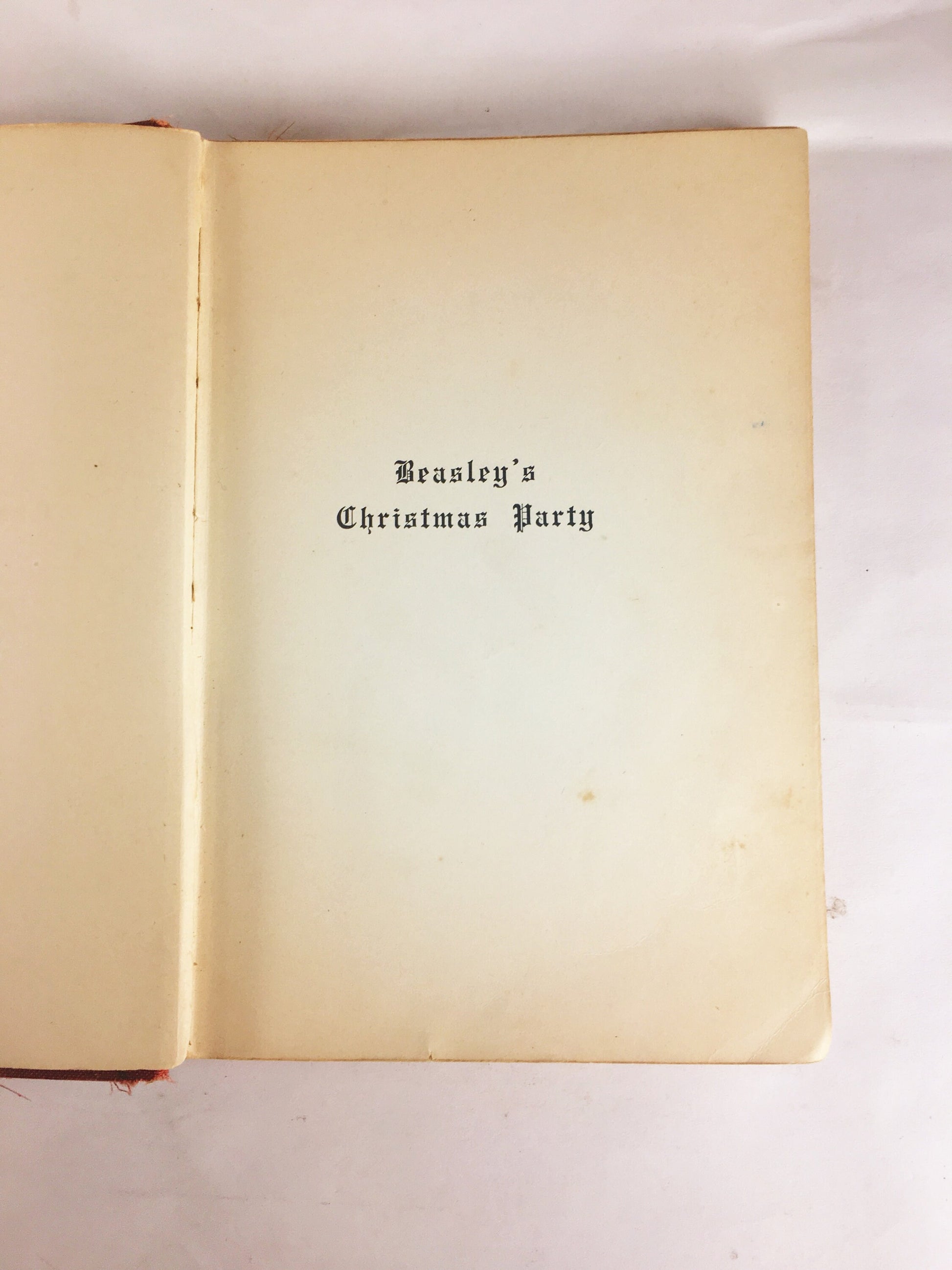 Beasley's Christmas Party First Edition ANTIQUE book Booth Tarkington about a wealthy politician talking to nonexistent figures. Red decor