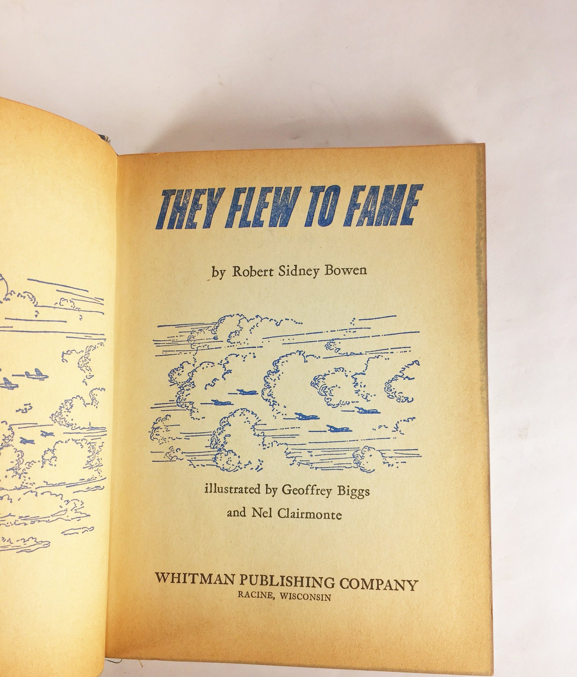 They Flew to Fame by Robert Sidney Bowen Vintage Whitman Real Life Stories book circa 1963 aviation airplane flight 1960s staging decor prop