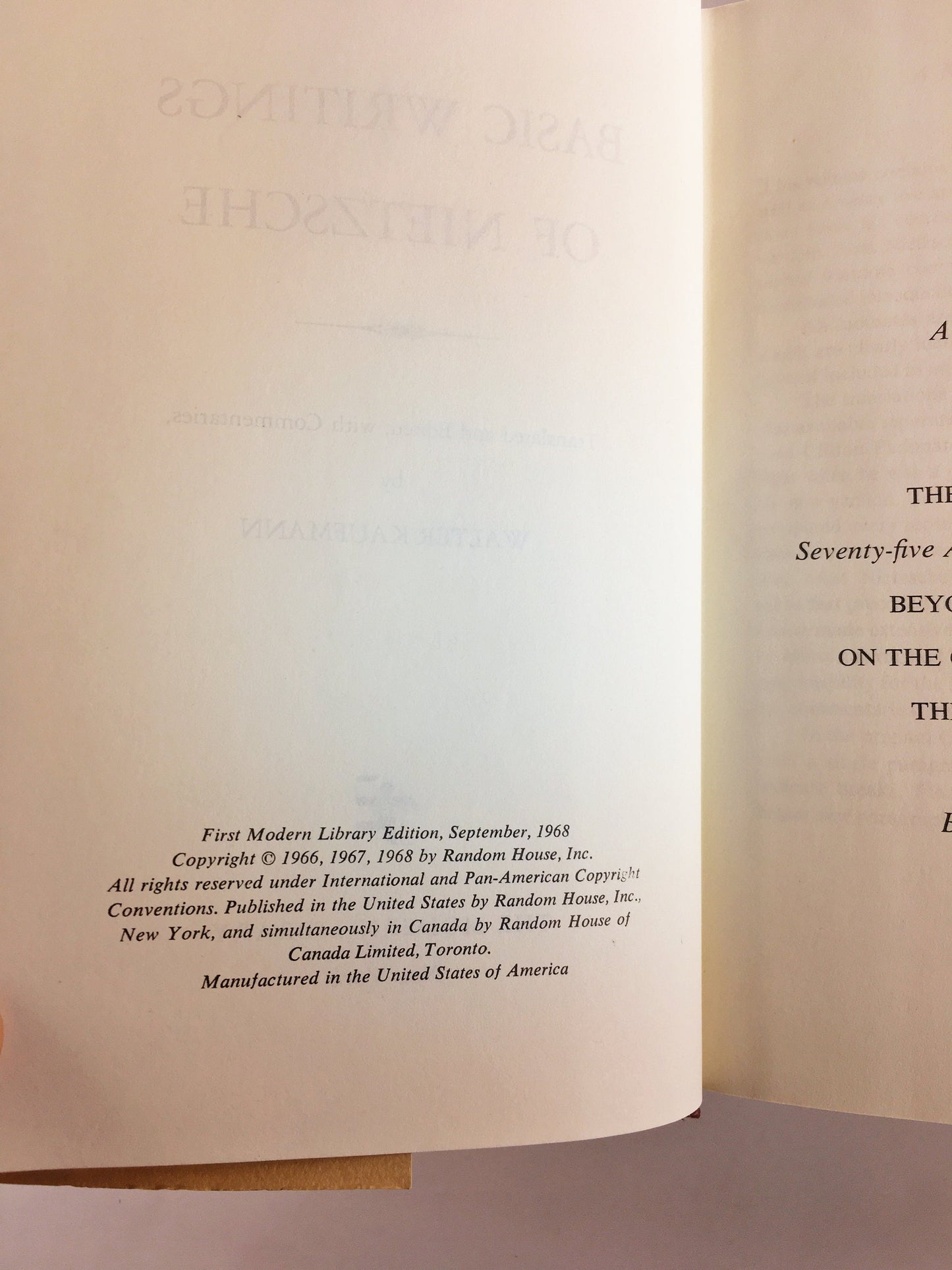 Basic Writings of Nietzsche. Vintage Modern Library Book circa 1968 with dust jacket. Philosophy Religion Atheist Theology. Book lover gift