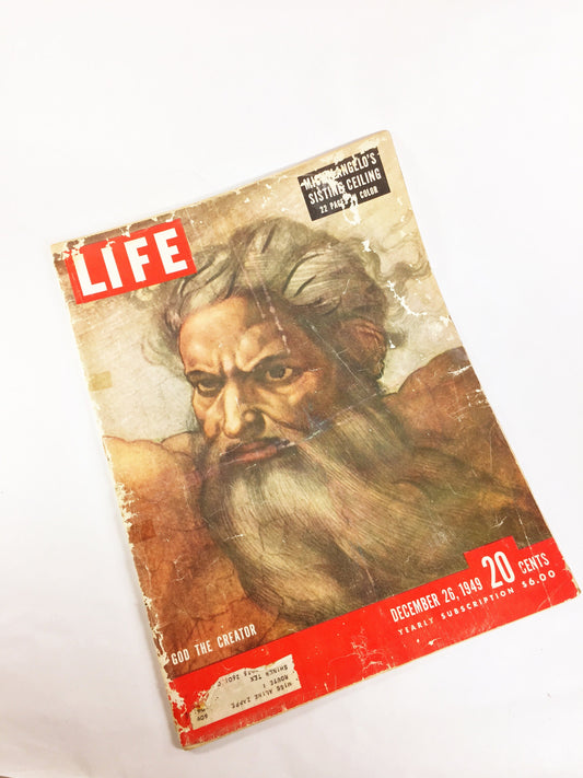 1969 Vintage Pillsbury Bake off & Michelangelo in Life Magazine. Art Collector God the Creator December 26 Vol 27 Number 26. Home decor gift