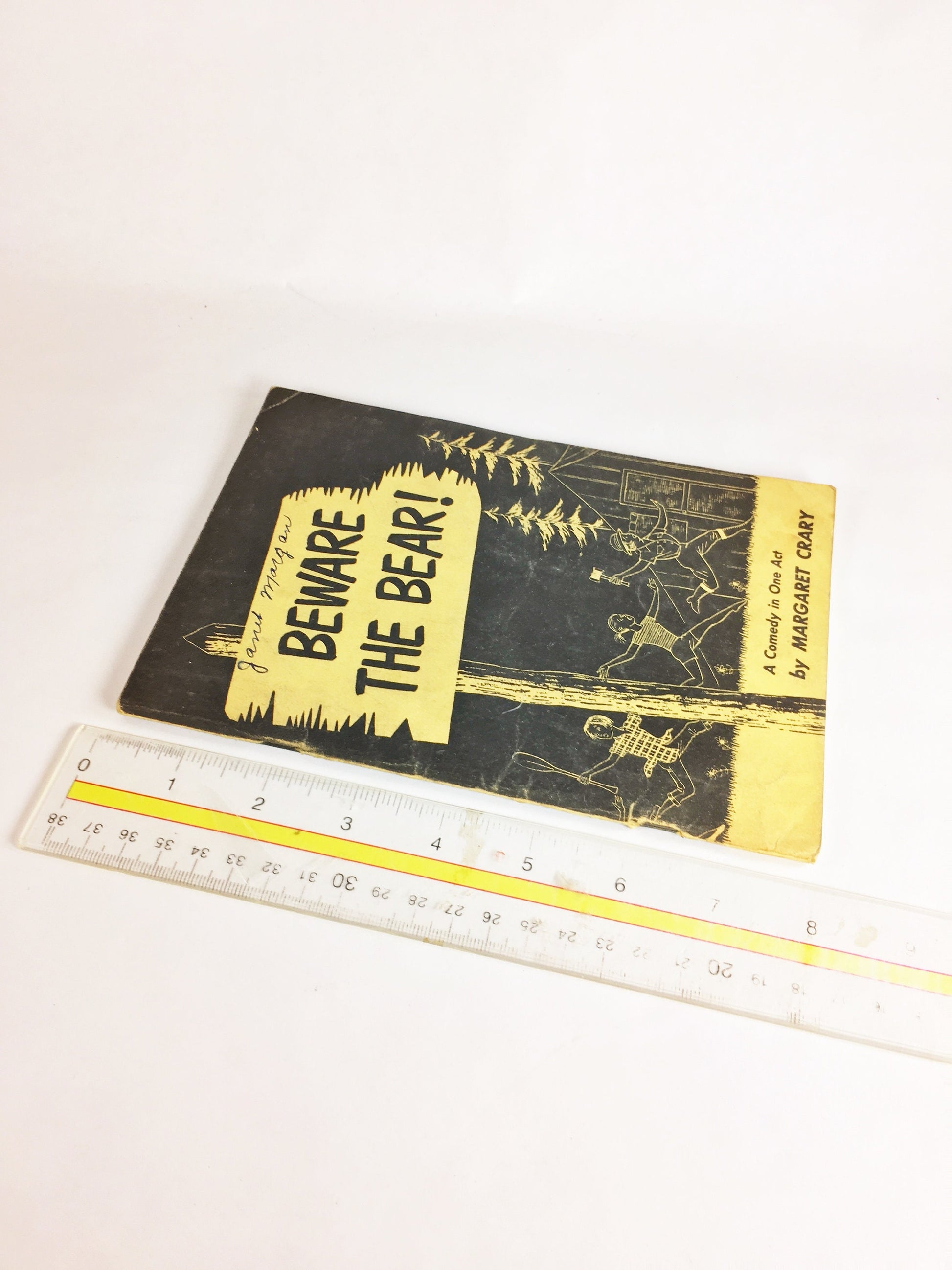 1953 Vintage theatre script Beware the Bear! Comedy in one act by Margaret Crary about a crises at the teenage girl summer camp lake.