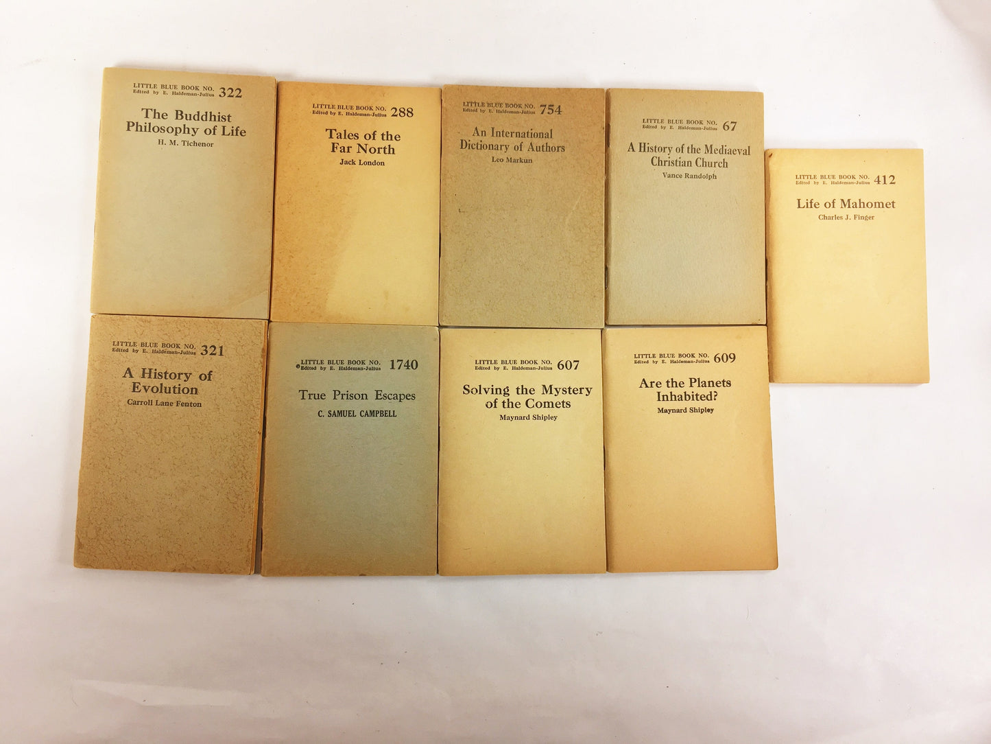 1923 Little Blue Books Select one of 26 booklets Haldeman-Julius Publishing Company. Collectible Nietzche Einstein Crime Pirates Church