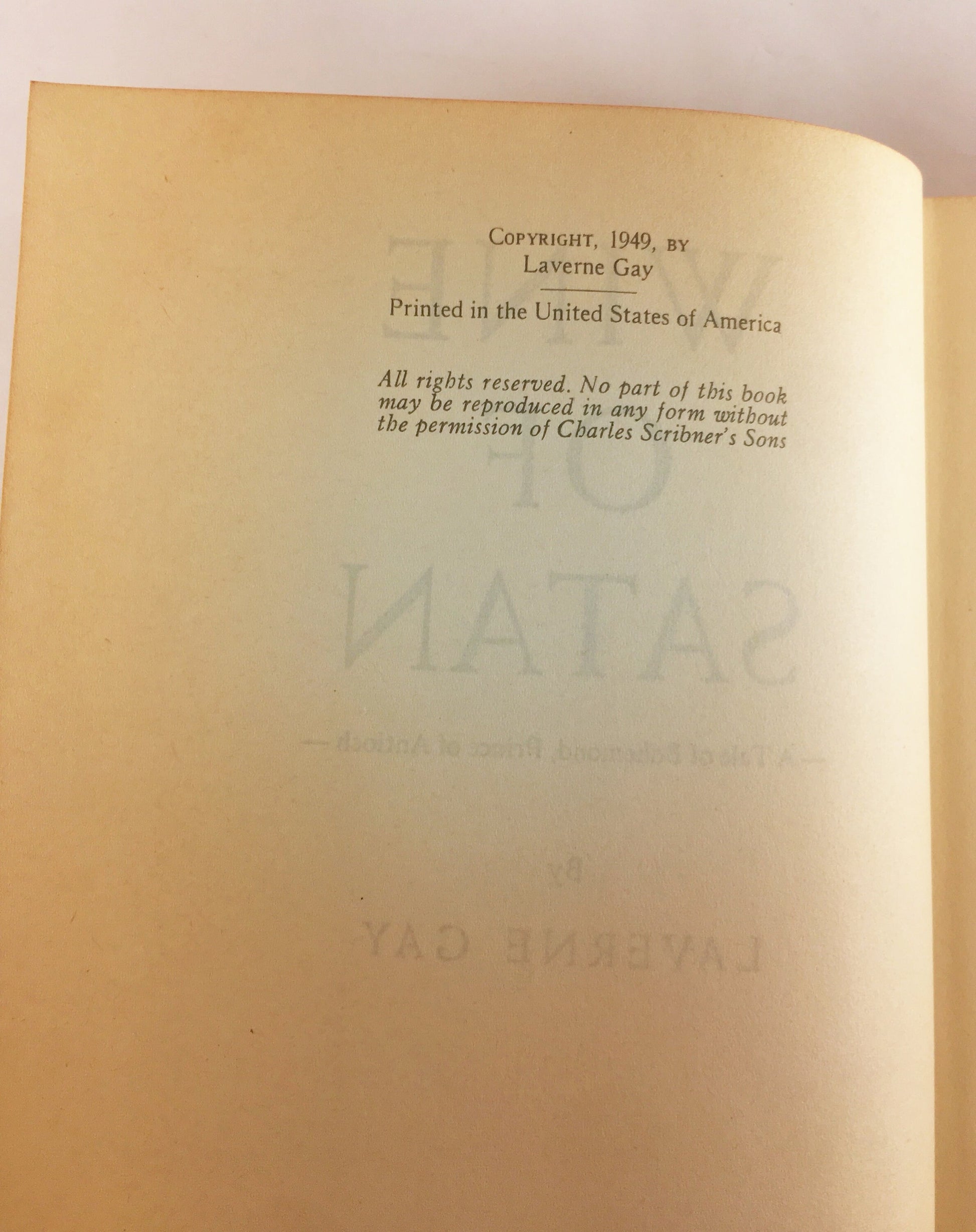 Wine of Satan Bohemond, Prince of Antioch Vintage book by Laverne Gay 1949 Cheating love affairs marriages divorce battles and crusades.