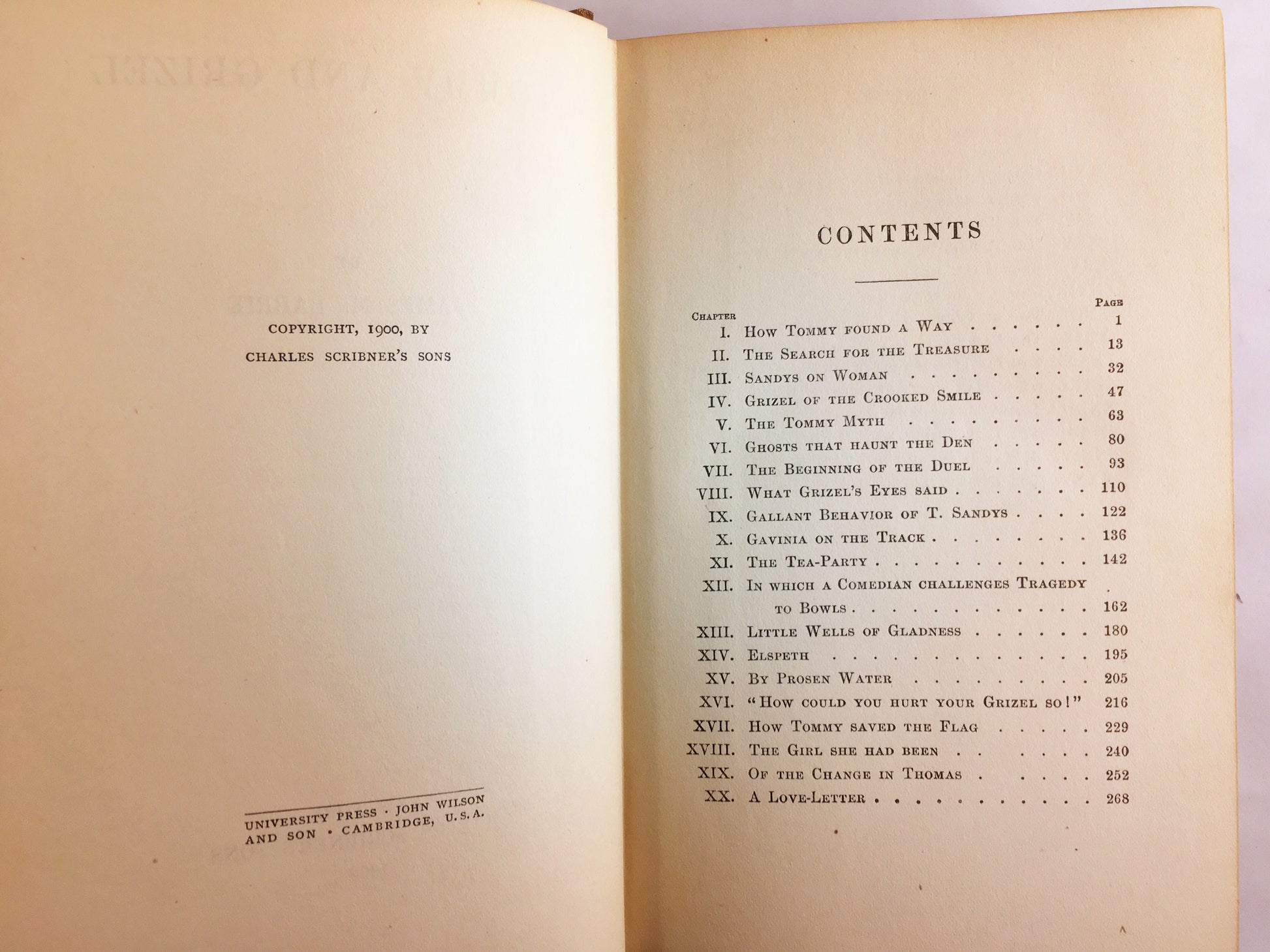 1900 JM Barre FIRST EDITION Tommy and Grizel vintage book by author of Peter Pan Story of childhood sweethearts & lost love.