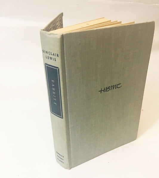 Babbitt vintage book by Sinclair Lewis circa 1950. Grey cloth Satirical novel about middle-class life and social pressure conformity.