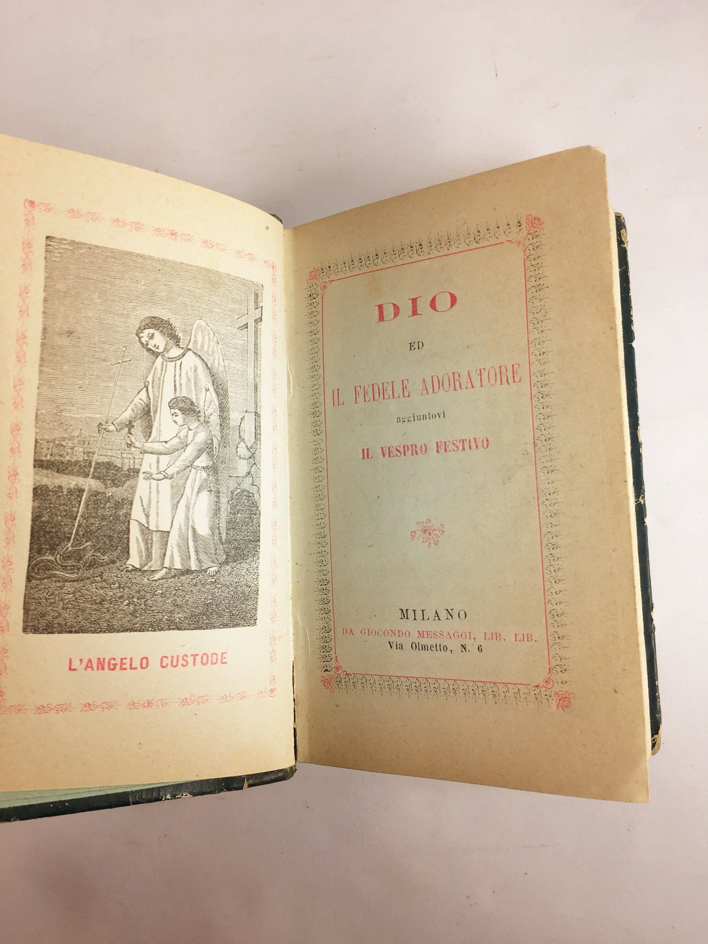 1854 ANTIQUE Giocondo Messaggi book God and the faithful worshiper Dio e il fedele adoratore. GORGEOUS Vintage Italian liturgy & prayer book