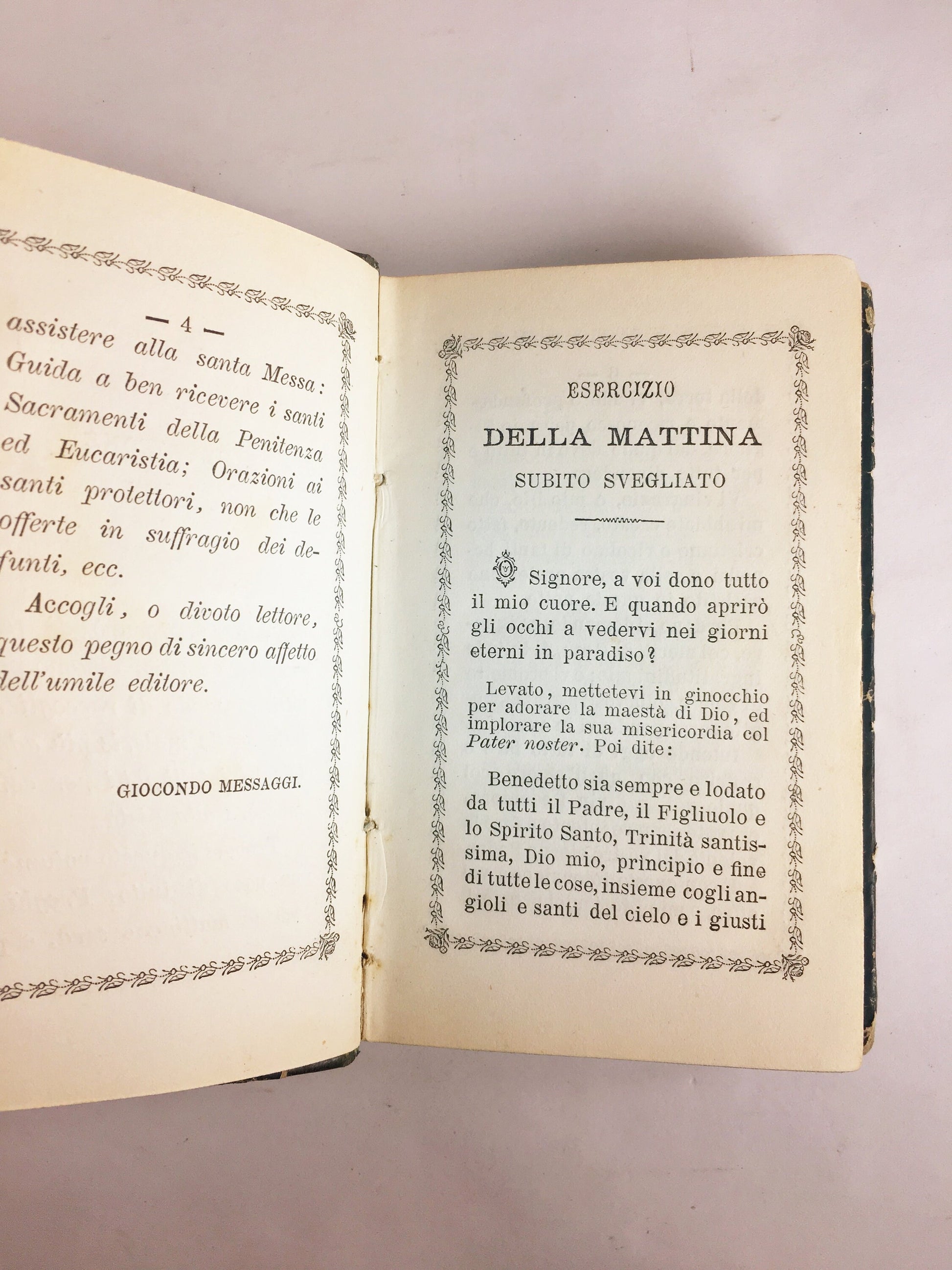 1854 ANTIQUE Giocondo Messaggi book God and the faithful worshiper Dio e il fedele adoratore. GORGEOUS Vintage Italian liturgy & prayer book