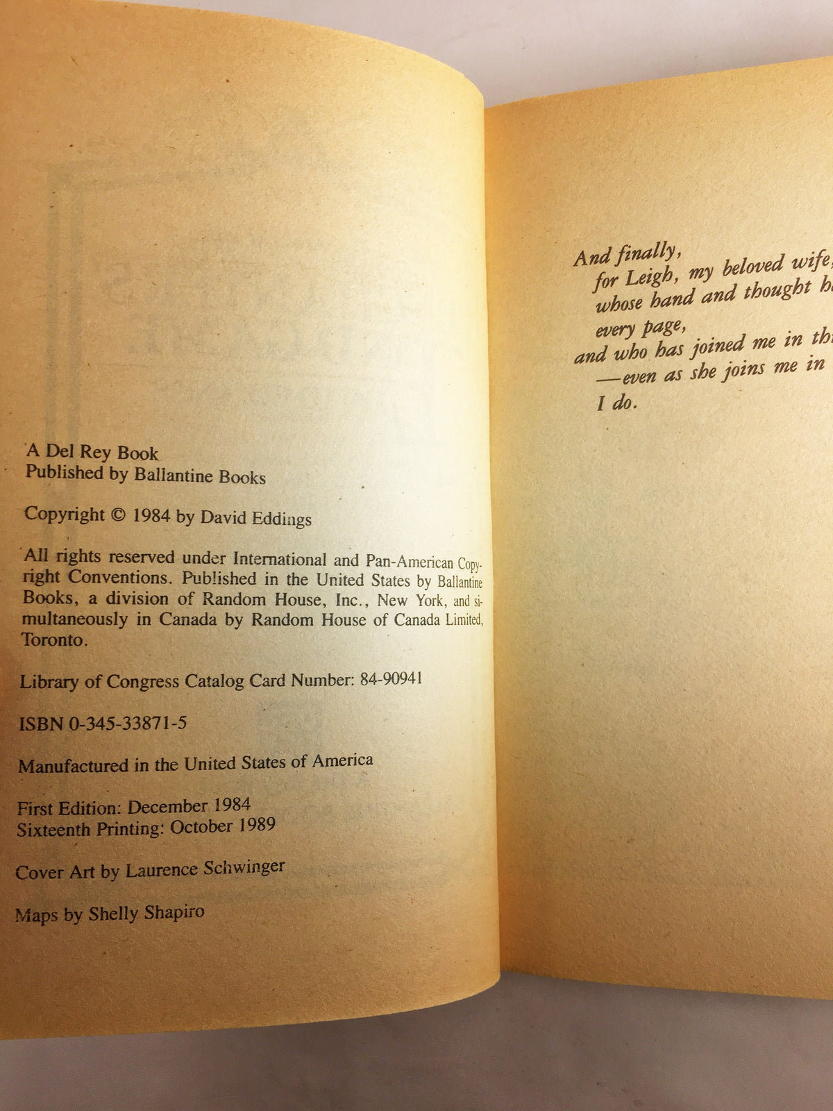 David Eddings Enchanters' End Game. Book five of the Belgariad. Vintage paperback book circa 1989. Scifi fantasy gift.