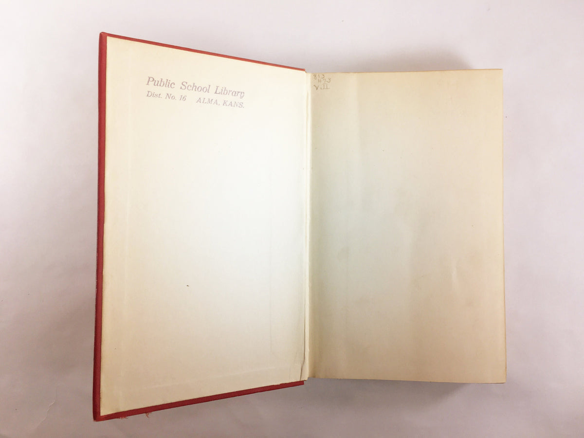 1892 Oliver Wendell Holmes The Autocrat Professor at the Breakfast Table. Vintage red book of a collection of essays. Decor prop staging