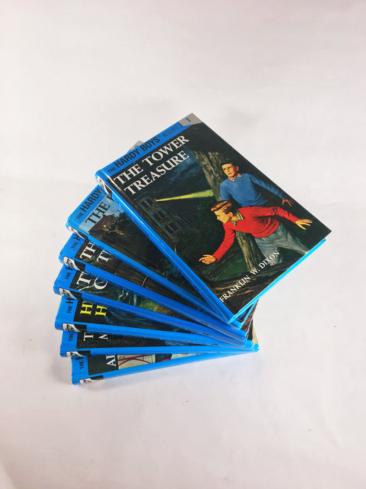 Hardy Boys vintage books lot by Franklin Dixon Glossy Flashlight Picture cover books. Blue tween teen mystery series home reading