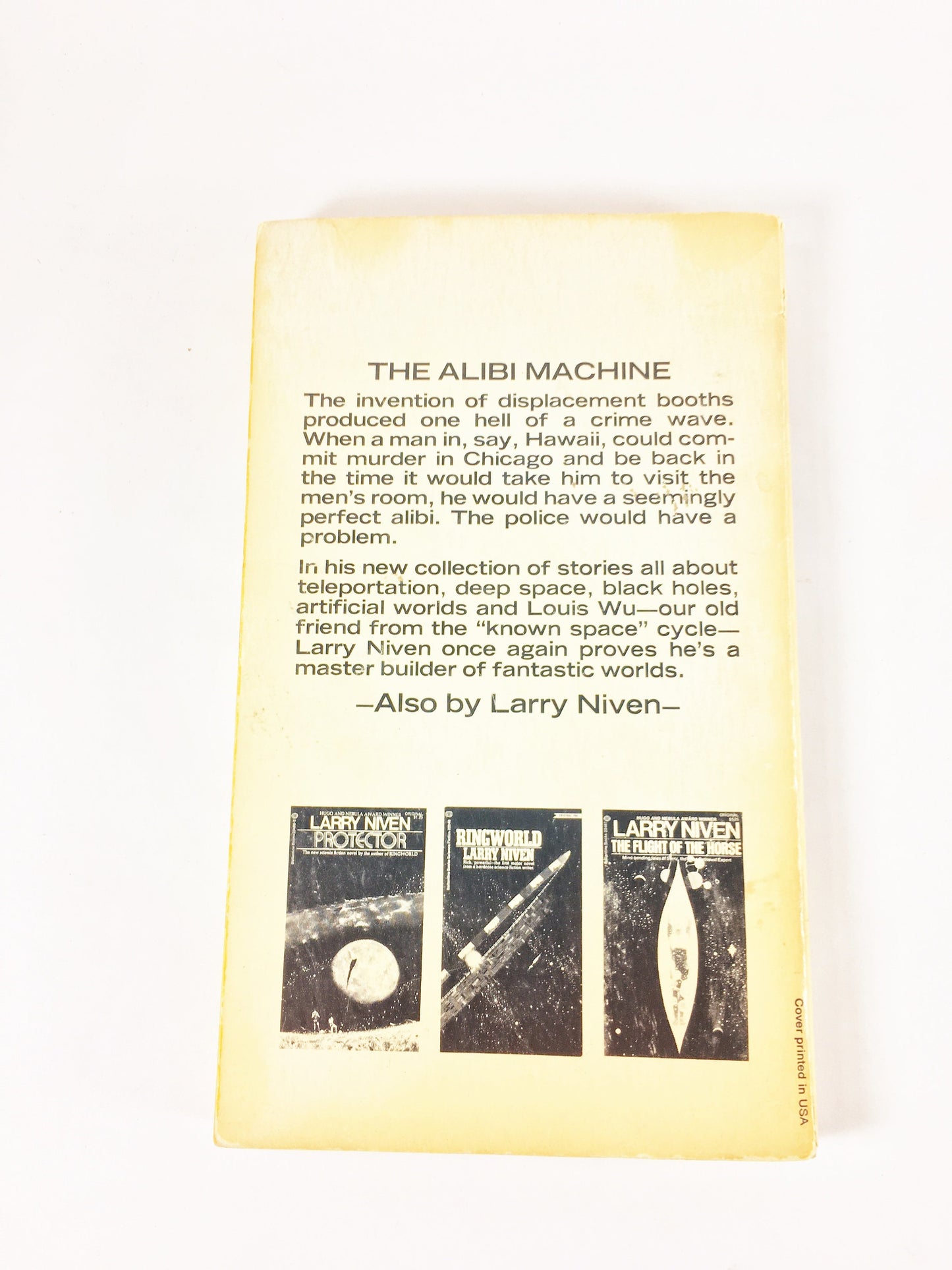 A Hole in Space Vintage paperback book by Larry Niven circa 1974. Science fiction gift. Theoretical physics. Hugo, Nebula & Locus Awards