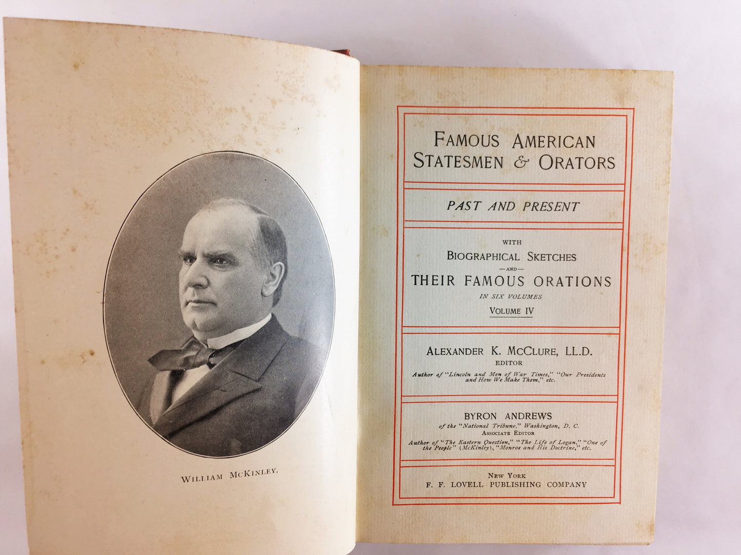 1902 Famous American Statesmen & Orators by Alexander McClure volume IV. Red home book decor James Buchanan