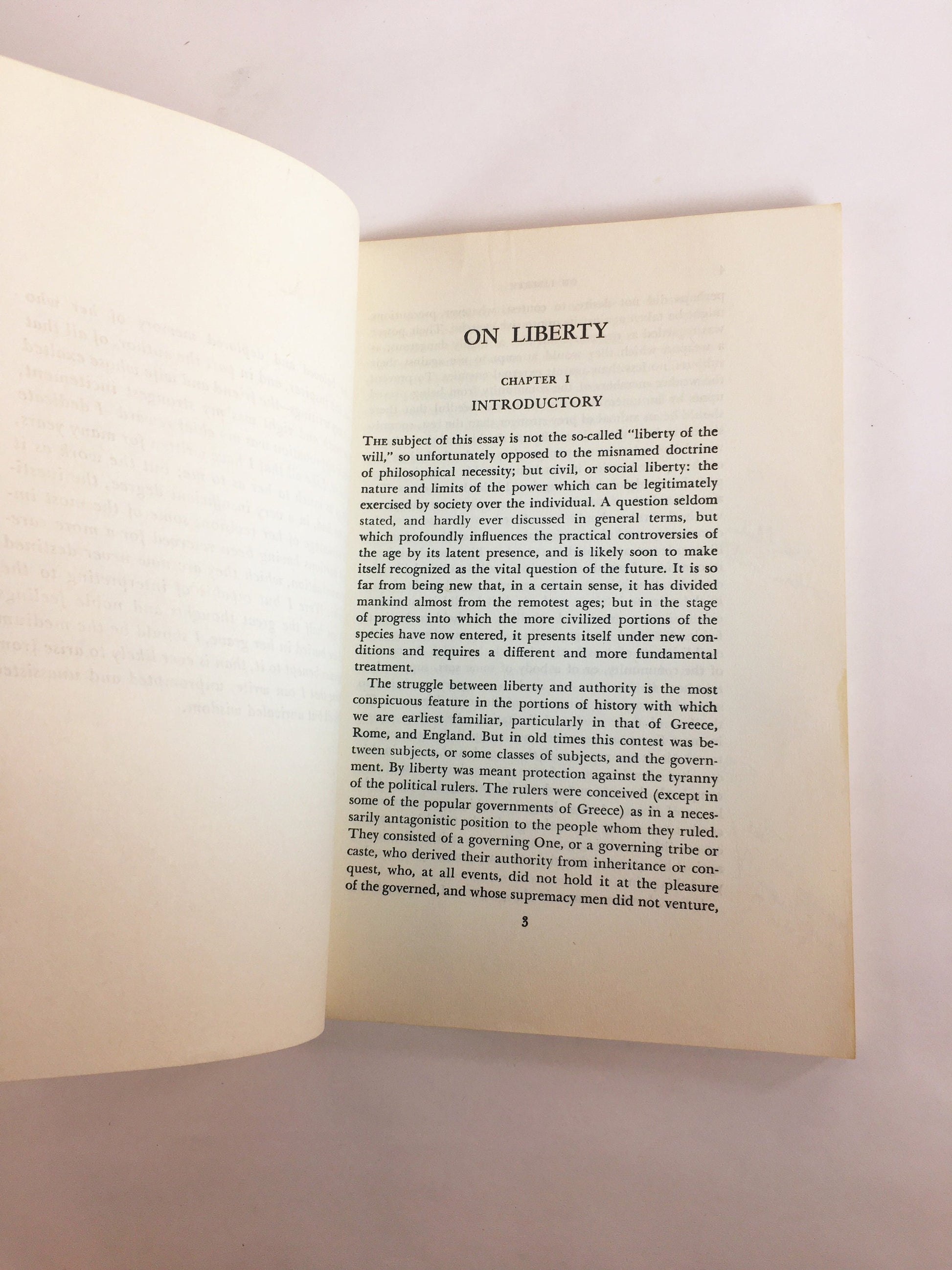 John Stuart Mills On Liberty Vintage paperback book circa 1956 Liberal Arts Press. Utilitarianism society and government philosophy.
