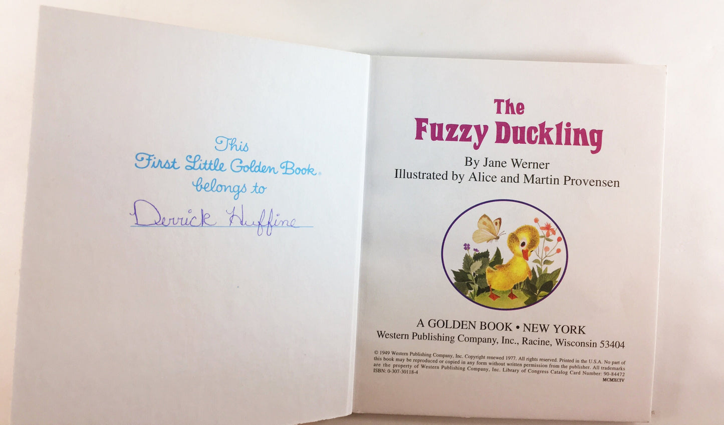1994 Fuzzy Duckling vintage First Little Golden Book by Jane Werner Elementary beginning reader children's Easter Basket gift
