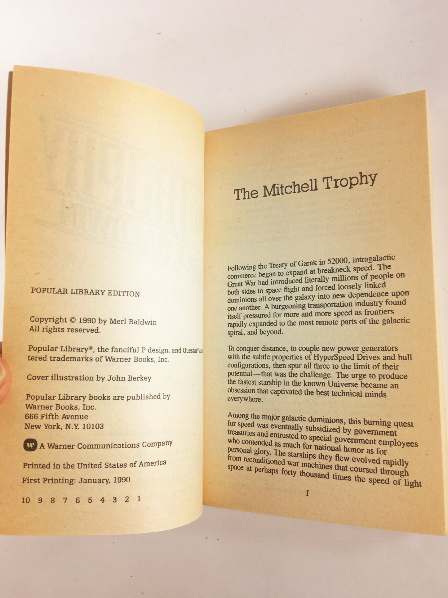 Bill Baldwin The Trophy circa 1990. FIRST PRINTING Vintage Helmsman Saga paperback book space opera science fiction. Teen reading Scifi