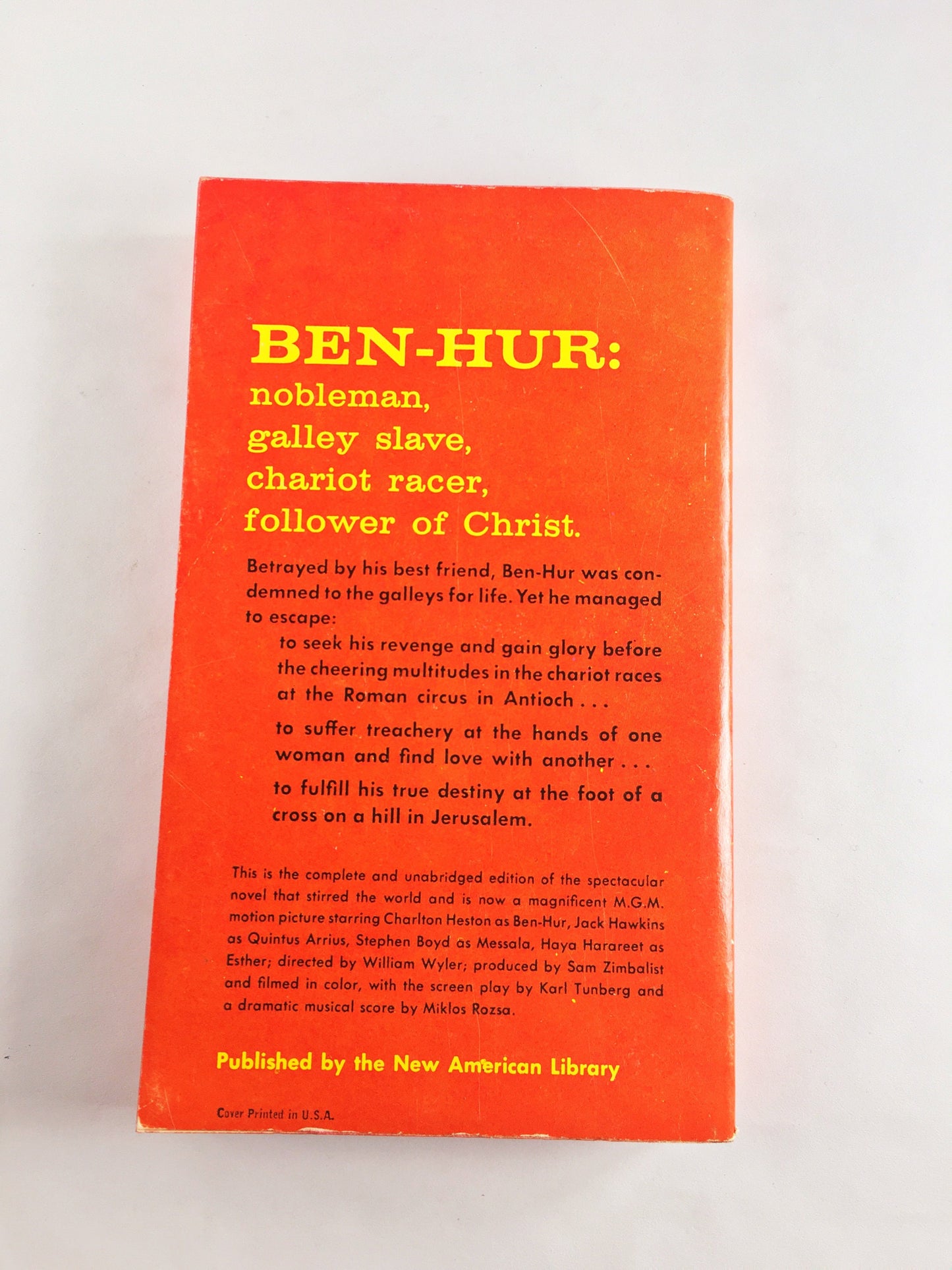 Ben Hur by Lew Wallace. Vintage paperback book circa 1960 Tale of the Christ. Charlton Heston Signet New American Library