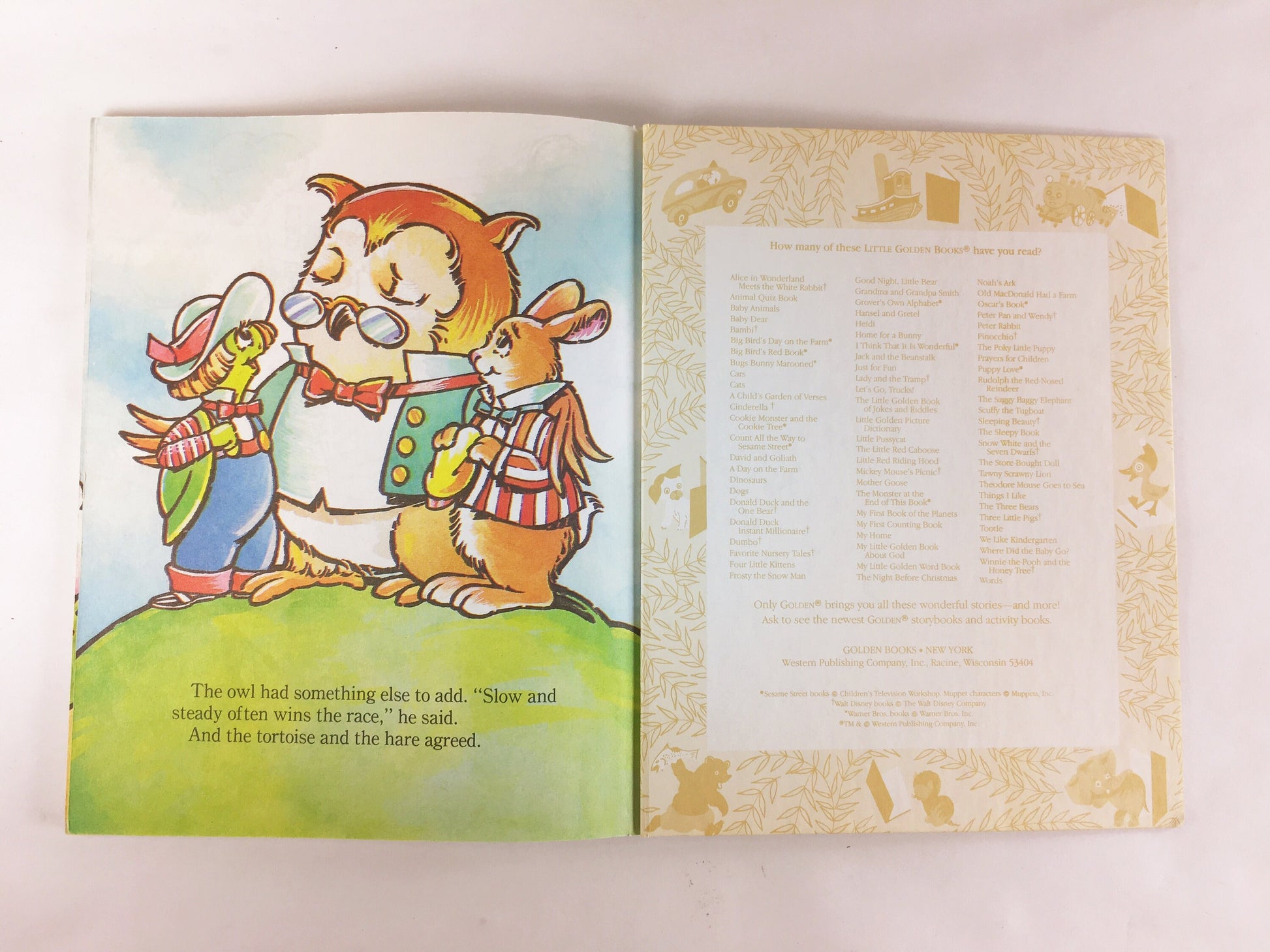 Tortoise and the Hare illustrated by John Nez. Little Golden Book circa 1987 Vintage children's reading Elementary school Easter basket gift