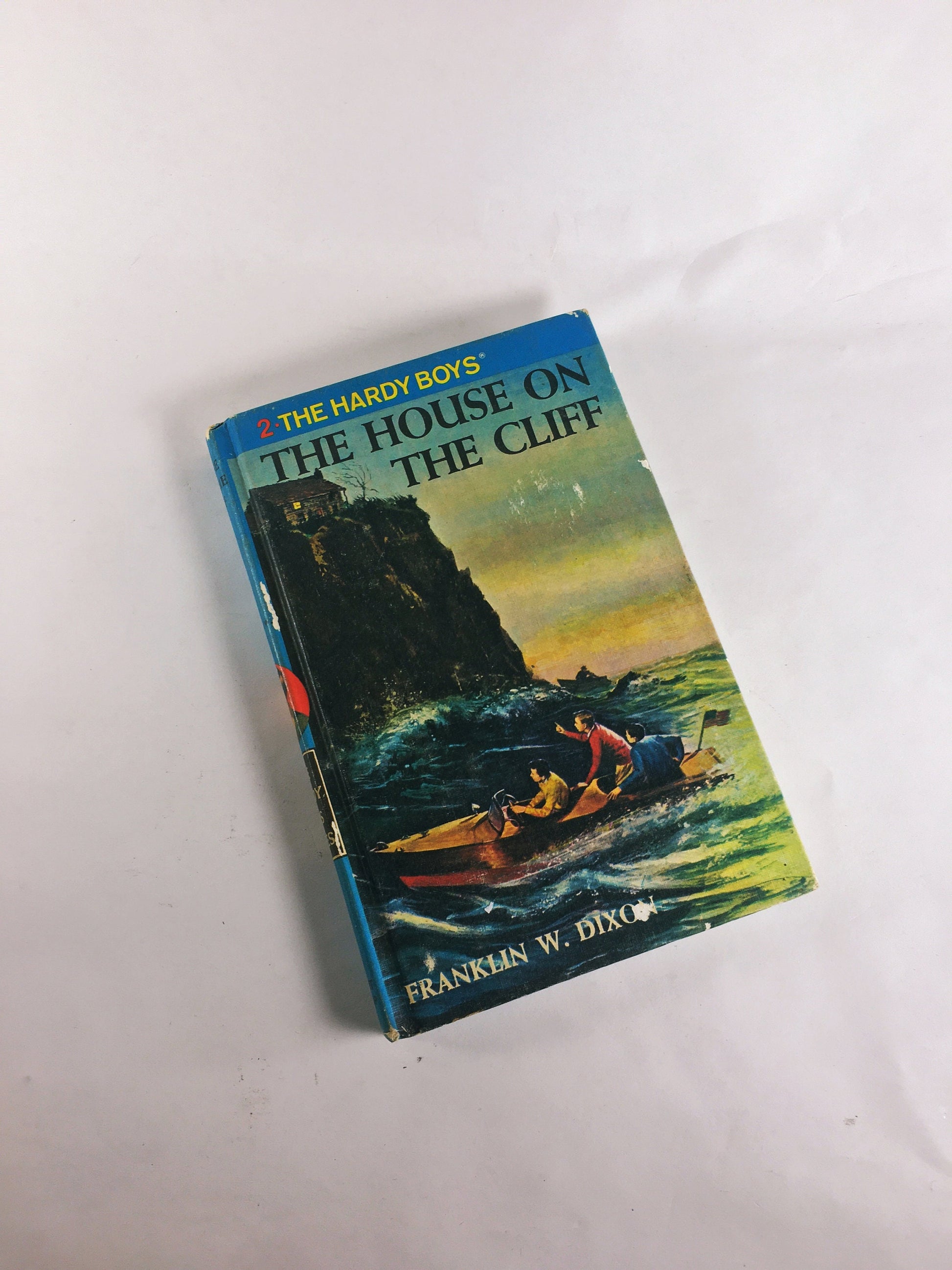 Hardy Boys vintage book lot circa 1950s 1960s 1970s by Franklin Dixon Picture cover books. Blue tween teen mystery series home reading