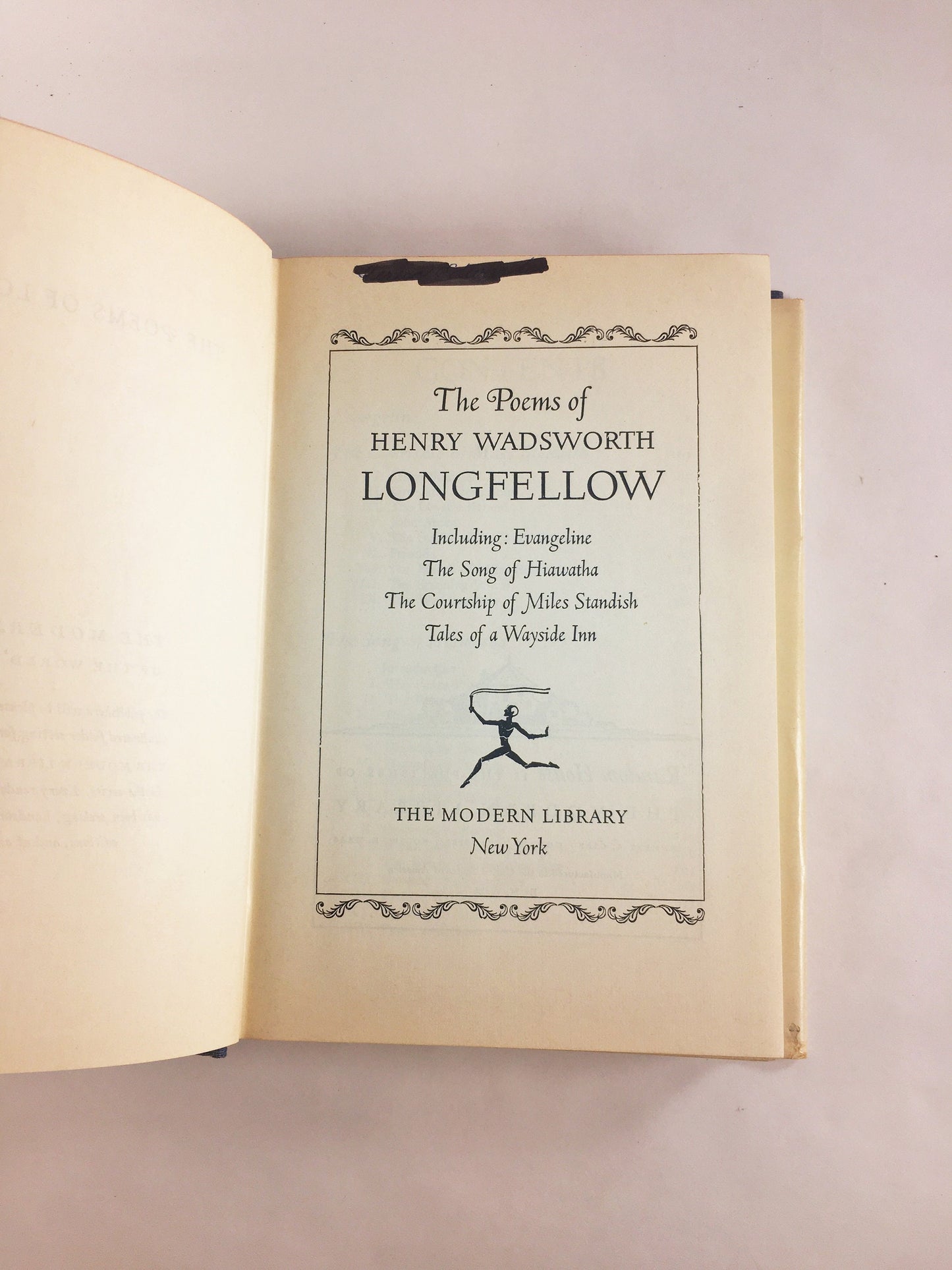 1950 Henry Wadsworth Longfellow Modern Library book of poetry Evangeline Blue home office bookshelf decor. Father's Day gift