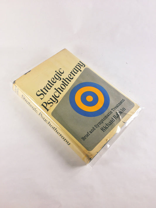 Strategic Psychotherapy by Richard Rabkin FIRST EDITION Vintage book circa 1977. Beige white home office bookshelf decor