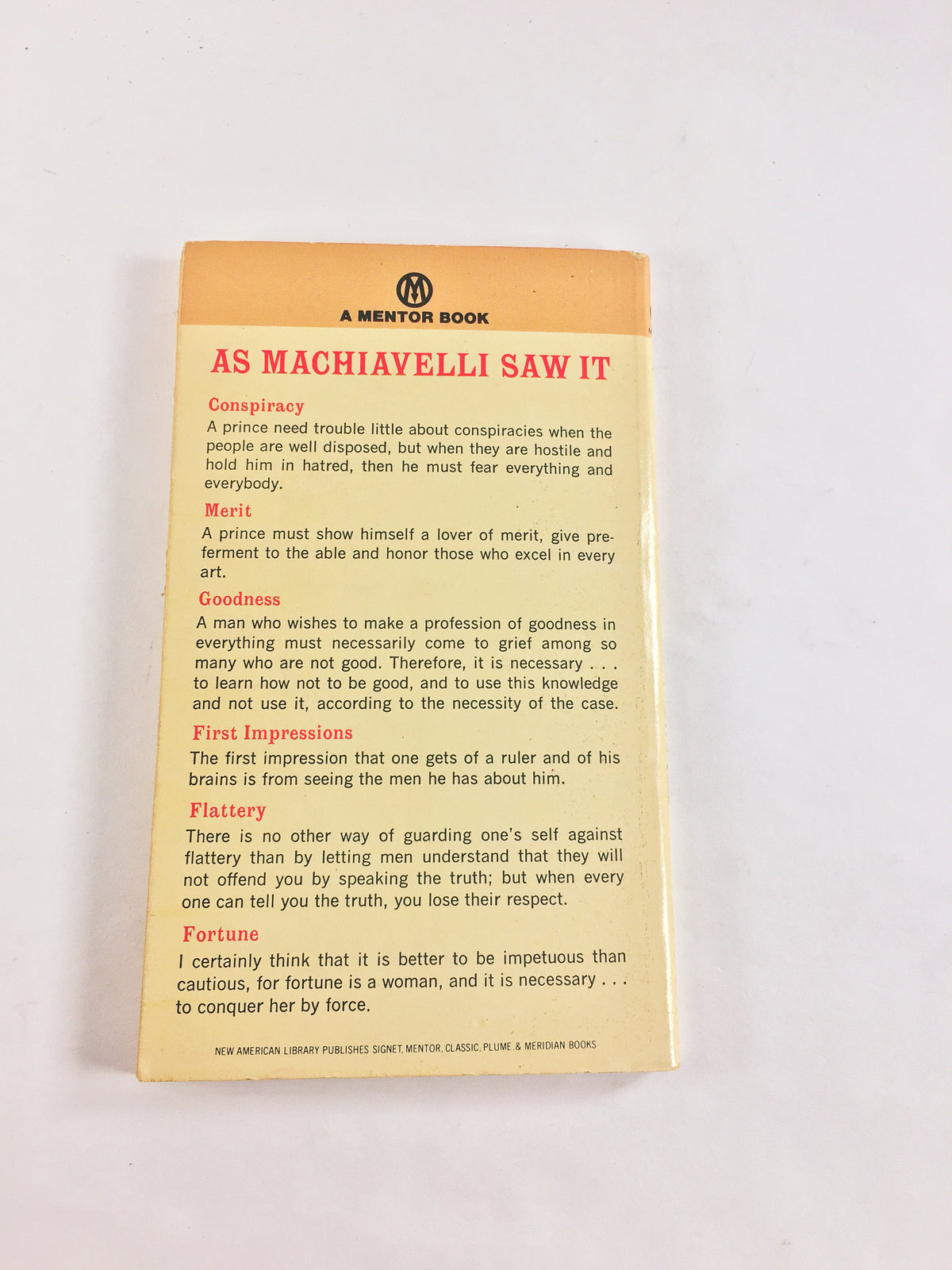 1952 Machiavelli The Prince Vintage paperback book Signet American Library. Father's Day home office decor.
